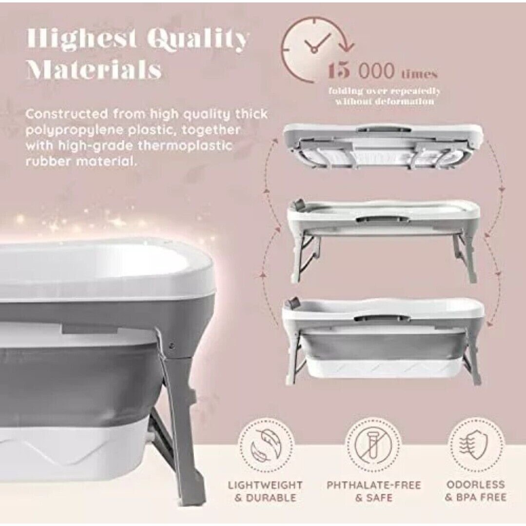 Portable Bathtub for Adult Large 56'in Foldable Collapsible tub Soaking Bath