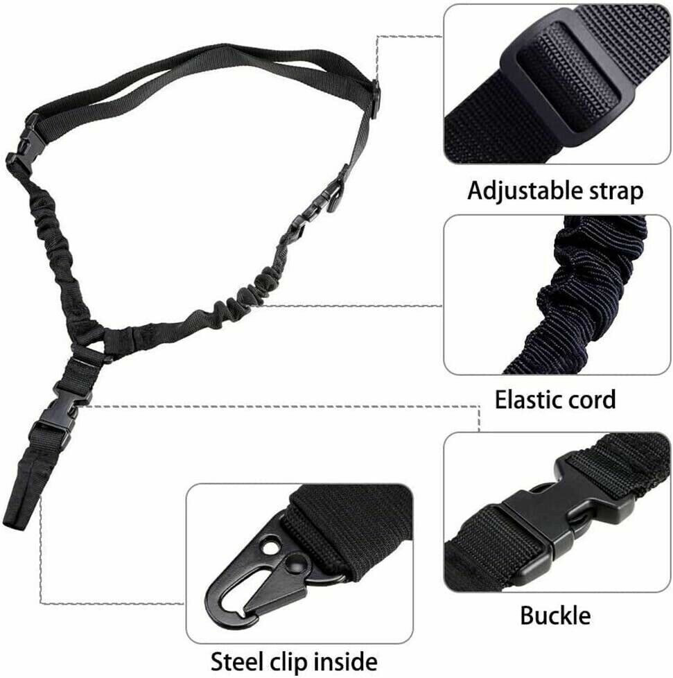 Tactical One Single Point Sling Strap Bungee Rifle Gun Sling with QD Buckle