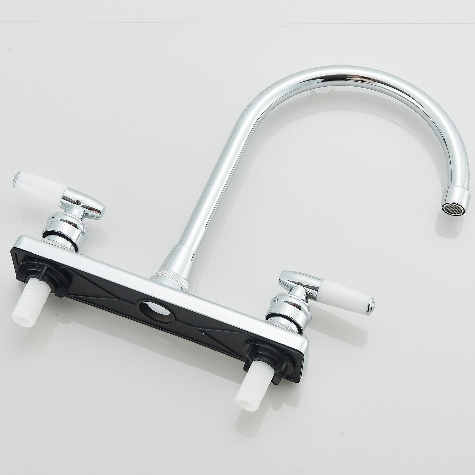 Chrome High Arc Kitchen Faucet 8 inch Centerset 3 Hole 2 Handle Sink Mixer Taps