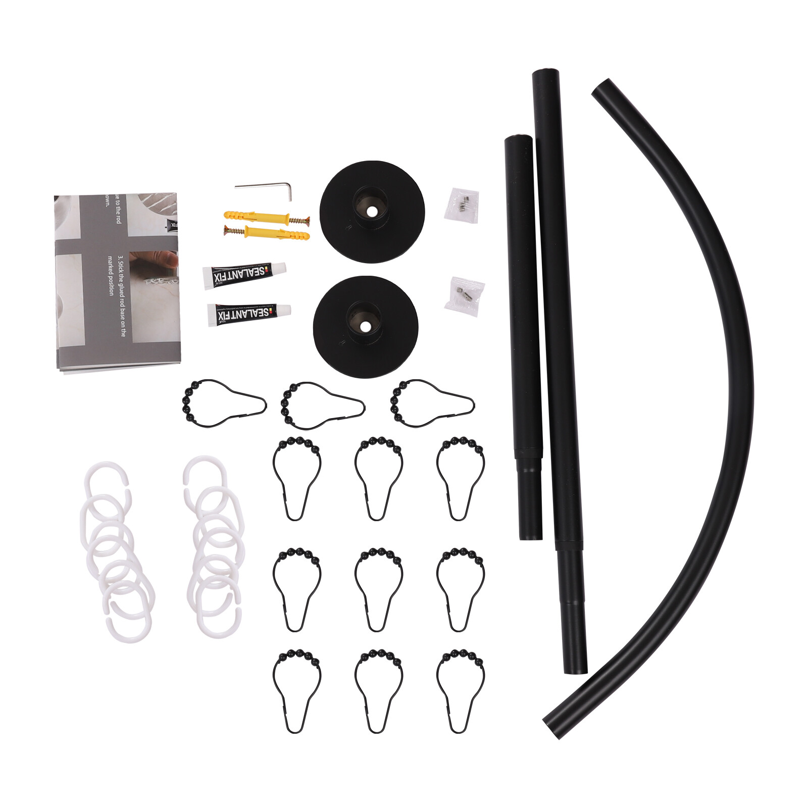 Adjustable L Shaped Shower Curtain Rod Stainless Steel Bathroom Shower Pole Rail