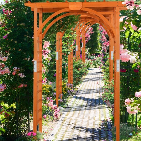 7ft Wooden Garden Arbor Arches Trellis for Wedding Party Climbing Plant Outdoor