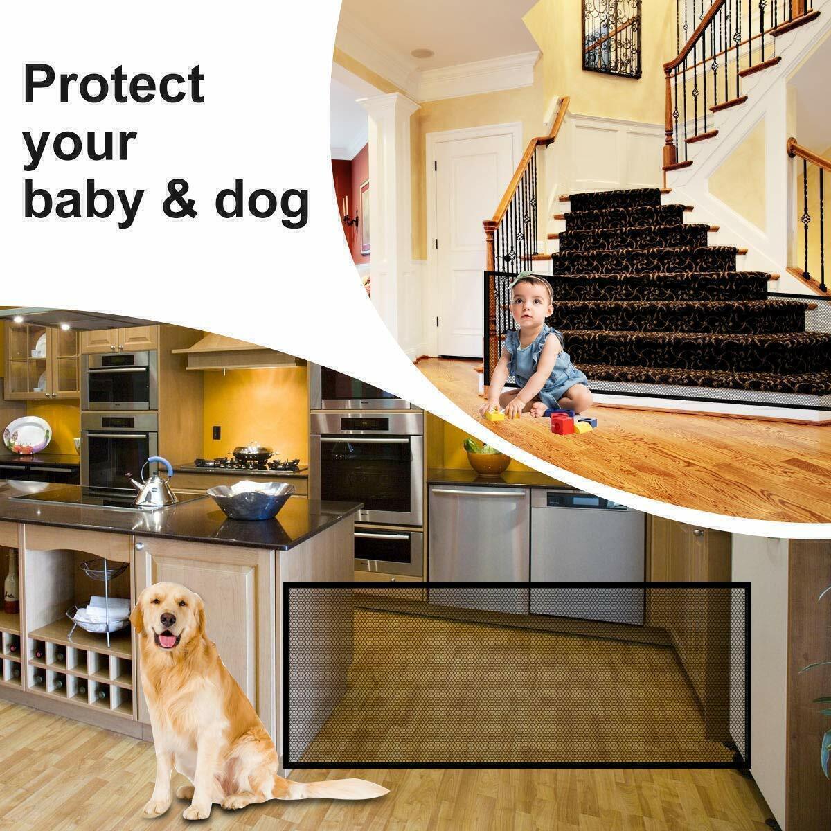 USA Large Pet Dog Baby Safety Gate Mesh Fence Portable Guard Indoor Home Kitchen