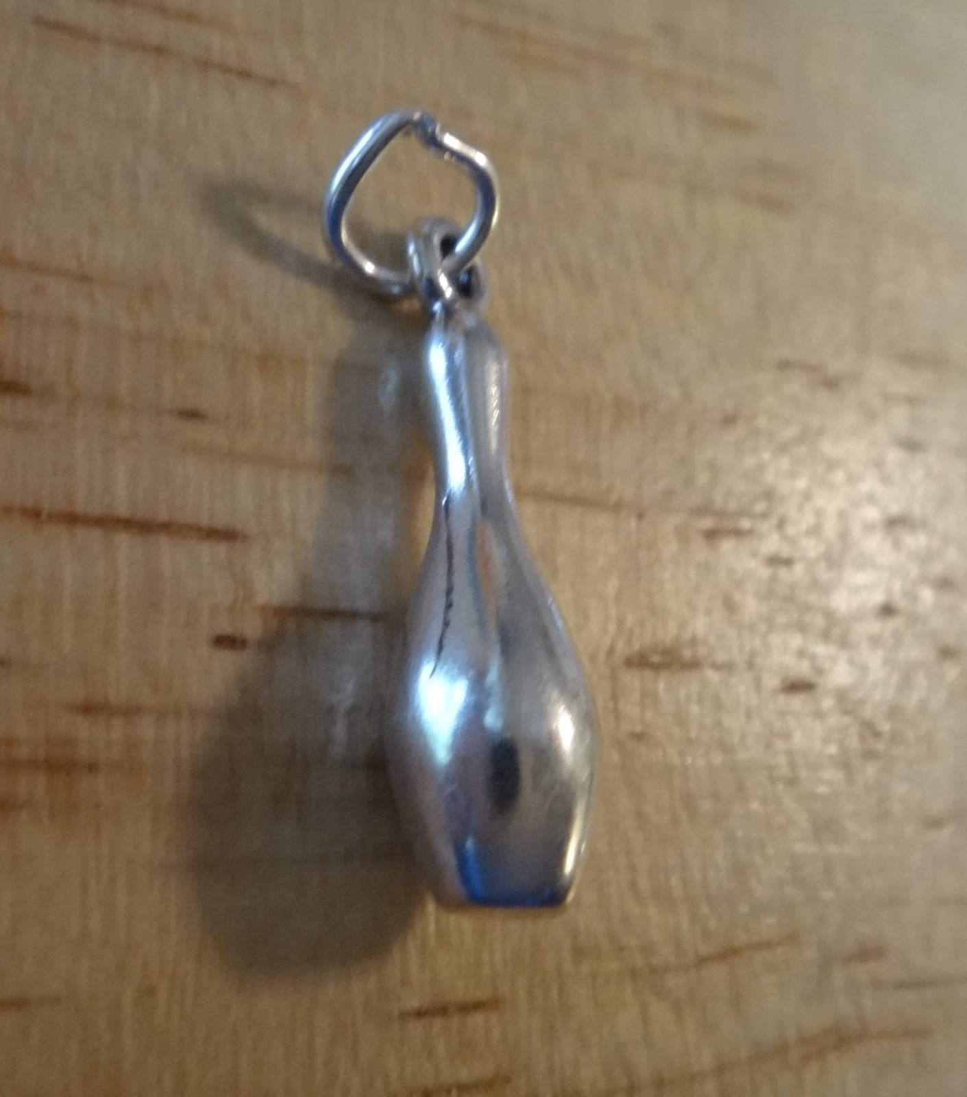 Sterling Silver 3D 21x6mm Bowling Pin Charm