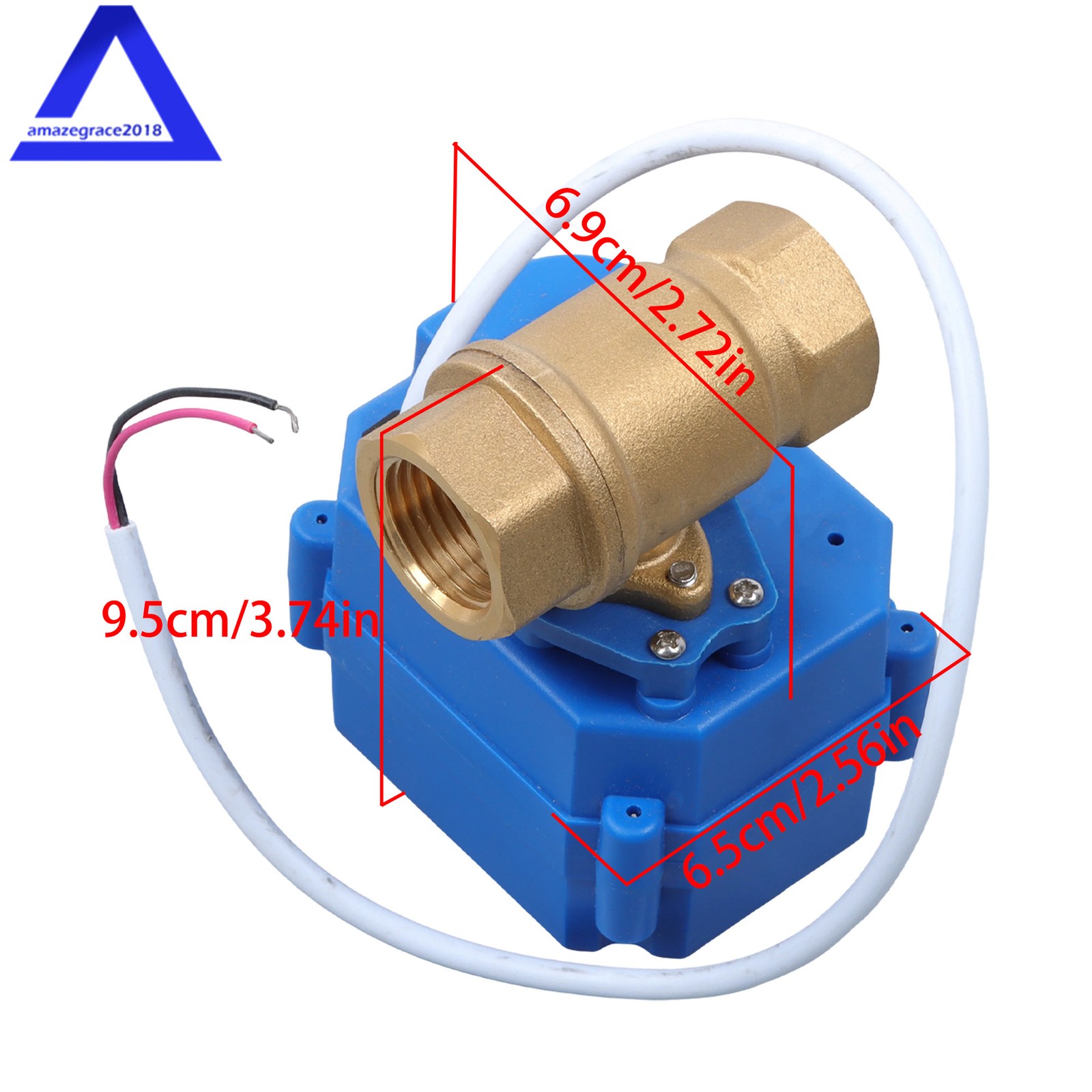 1/2" Brass Motorized Ball Valve, Full Port, 9-24V AC/DC, 2 Wire Auto Return