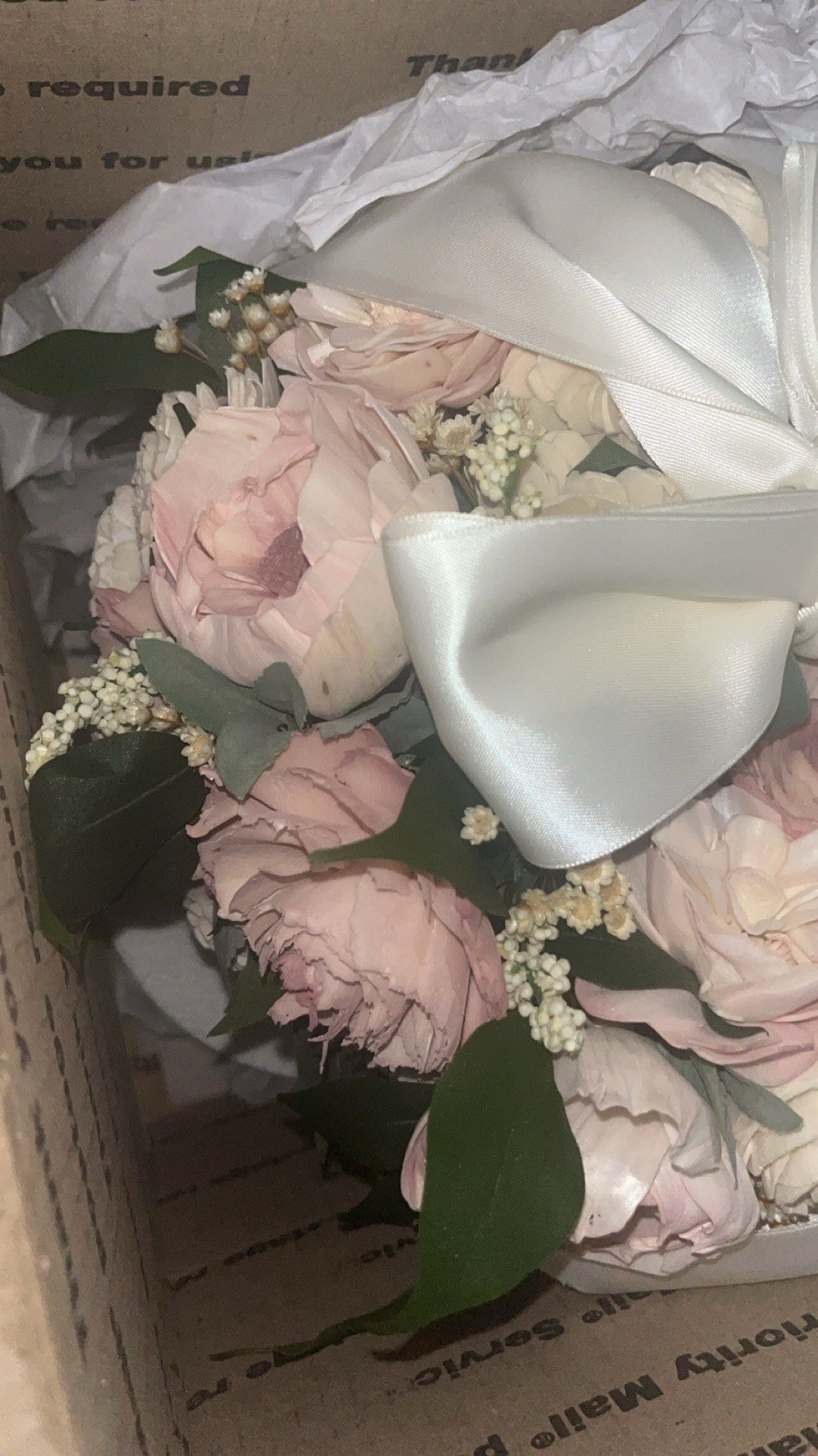 Handmade Paper Flower Bridal Bouquet Blush Ivory Cascading Wedding Keepsake