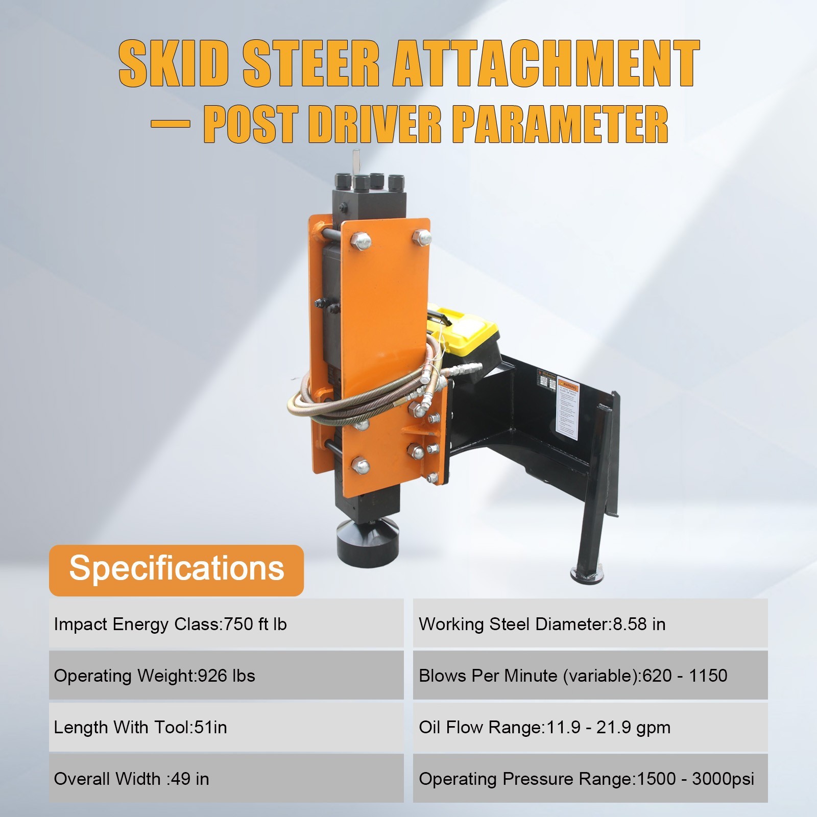 Hydraulic Pile Hammer - 675kg Impact, 420kg Weight, 620-1150 BPM, 21MPa Pressure