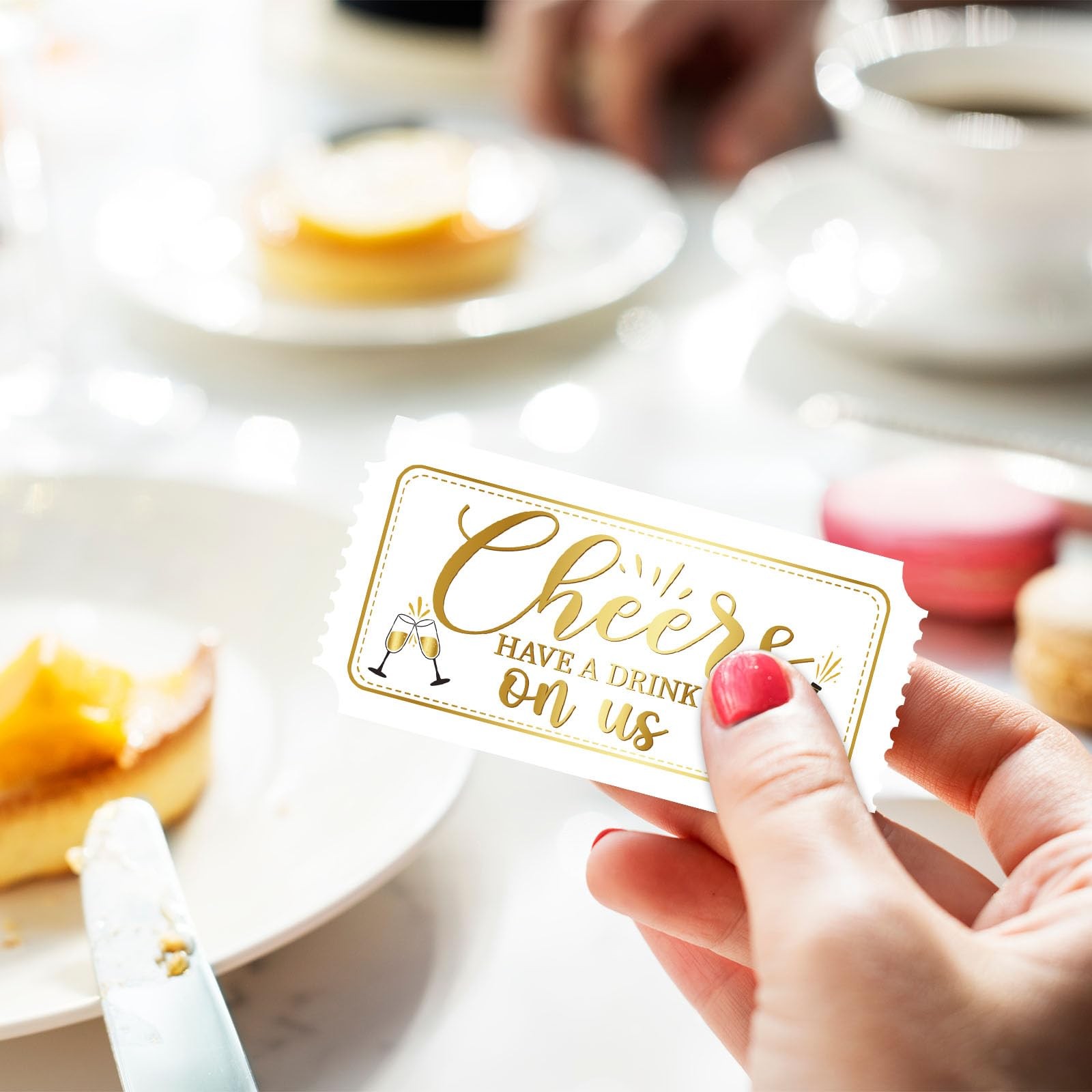 1000 Pcs Drink Ticket Single Raffle Tickets Roll Golden Cheers Free Drink Tic...