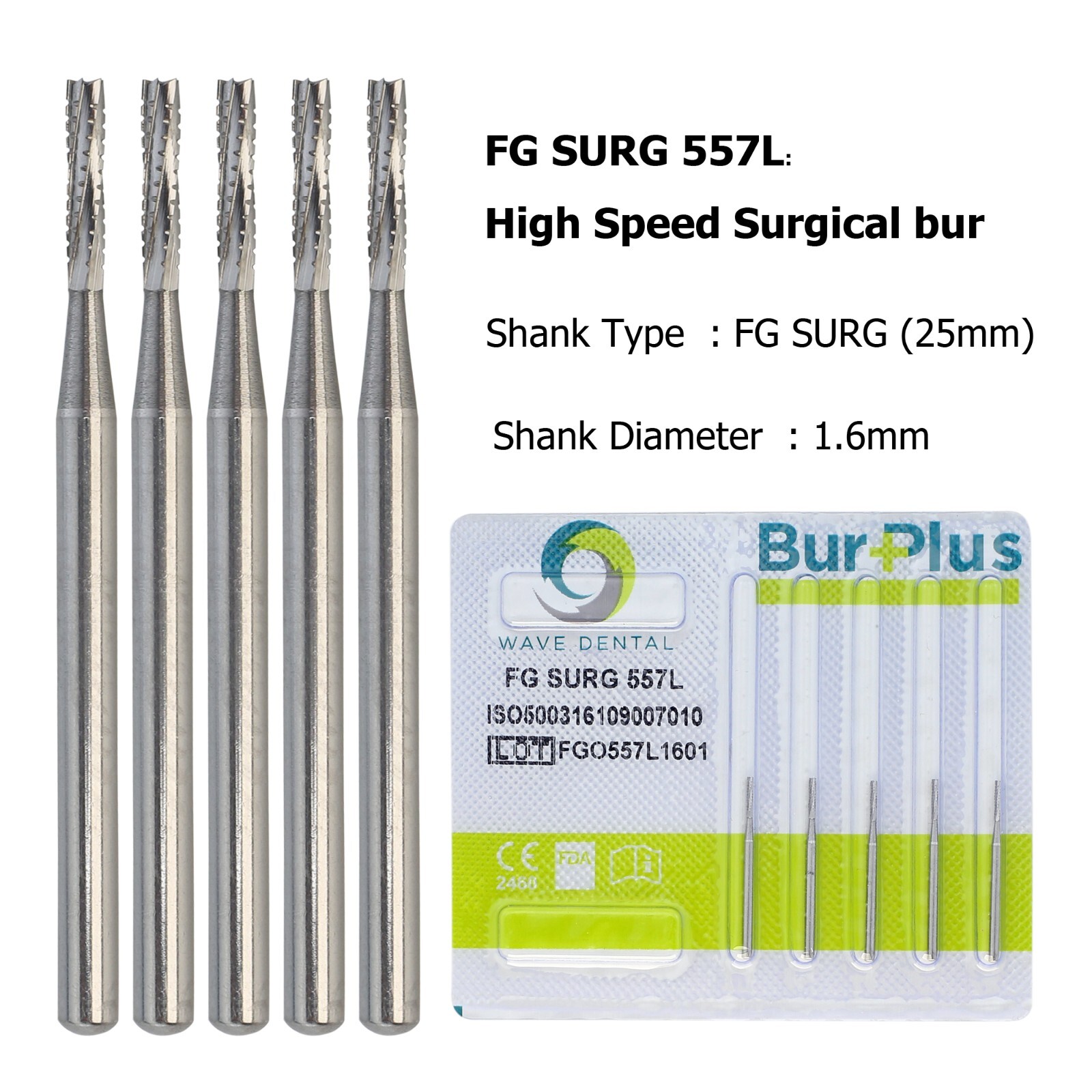 Wave Dental Surgical Bur Long 557L 702L 701 558 556 Carbide Burr 25mm High Speed