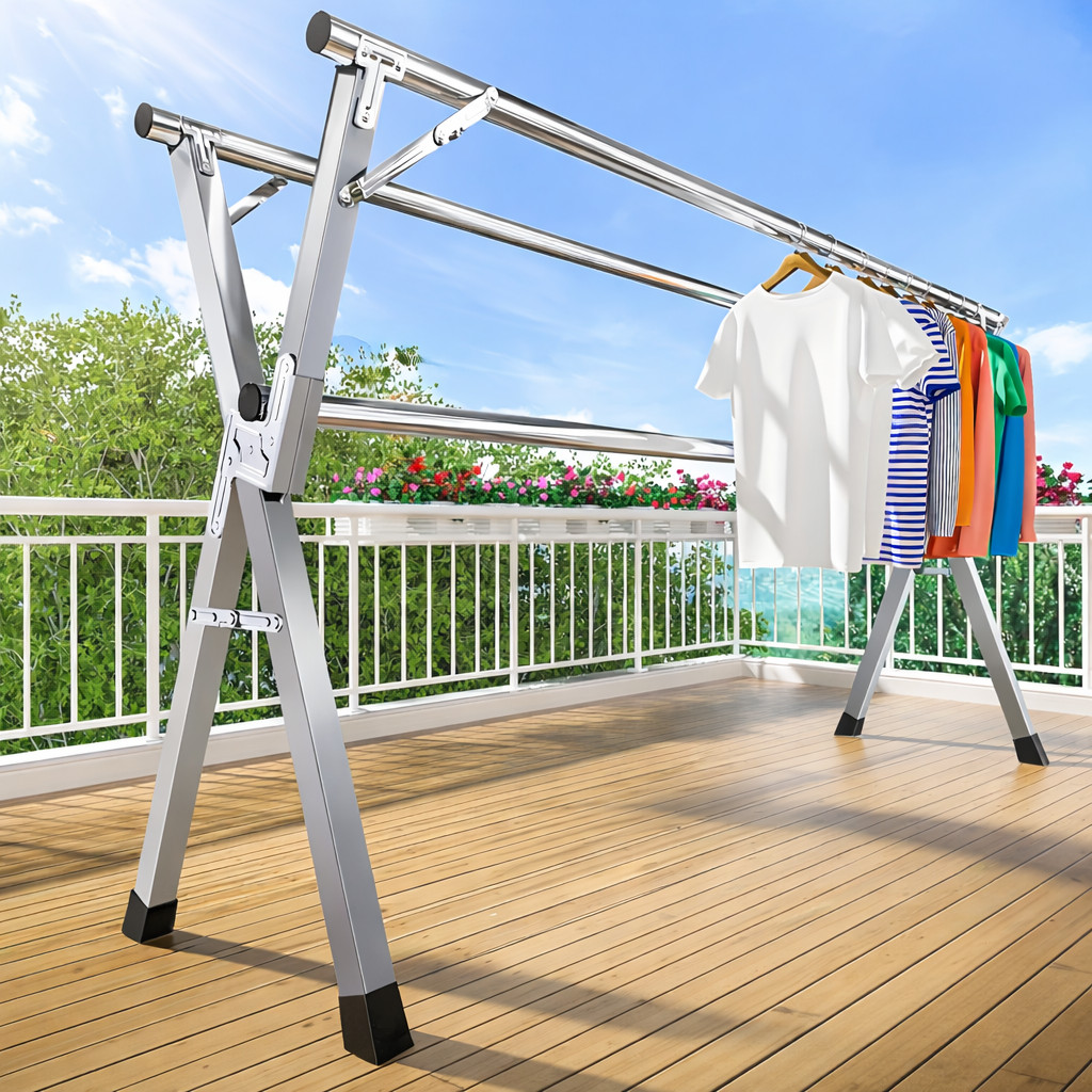 Extendable 48.4"-78.7" Folding Laundry Rack Indoor Outdoor Clothes Dryer