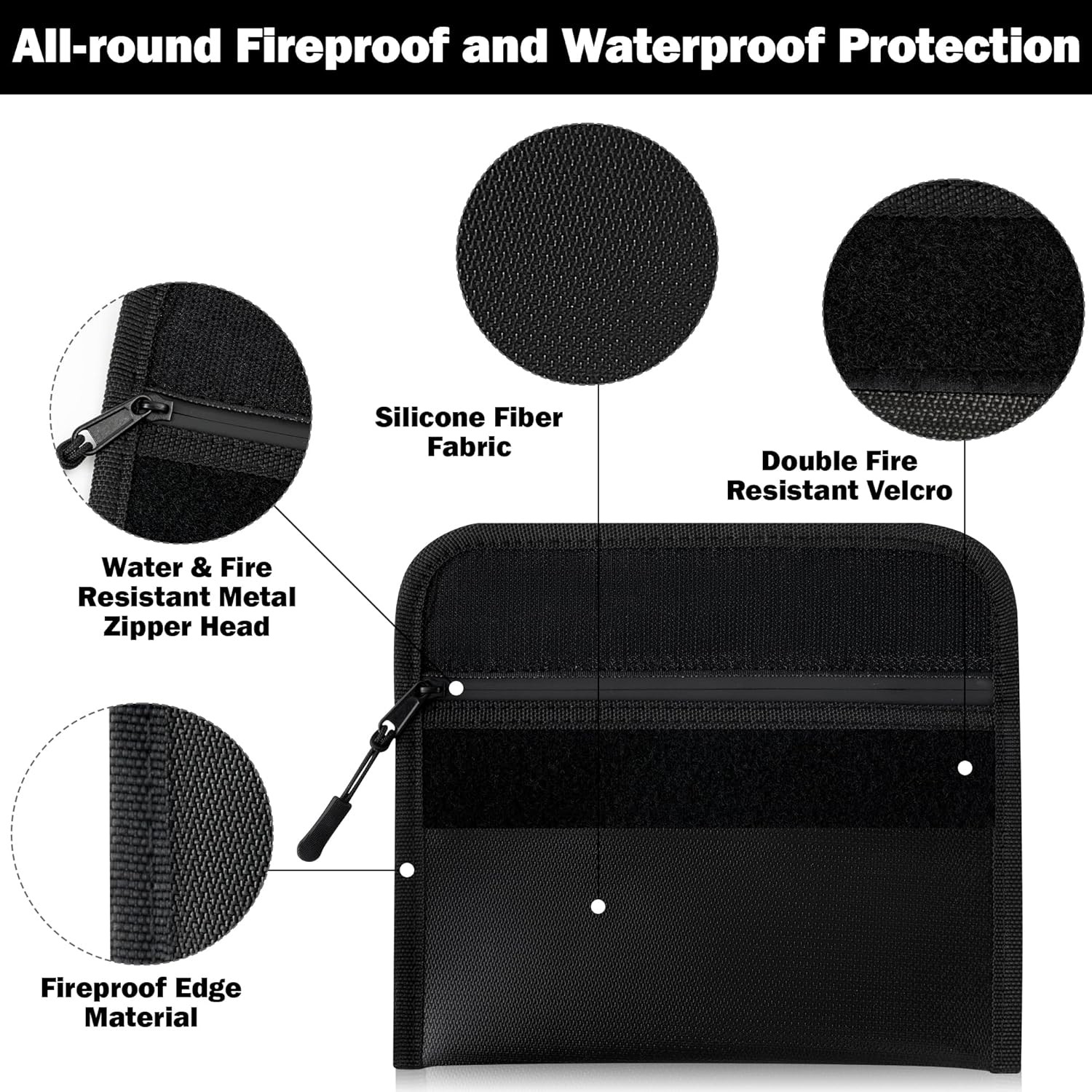 Fireproof Waterproof Document Bag - 5200°F Water Resistant Fire Proof Money Bag