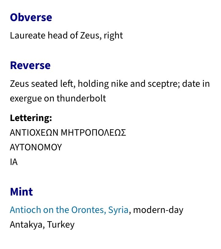 NGC Ancient Greek Coin Genuine 39BC-38BC Zeus Seated Antioch Under Roman Rule