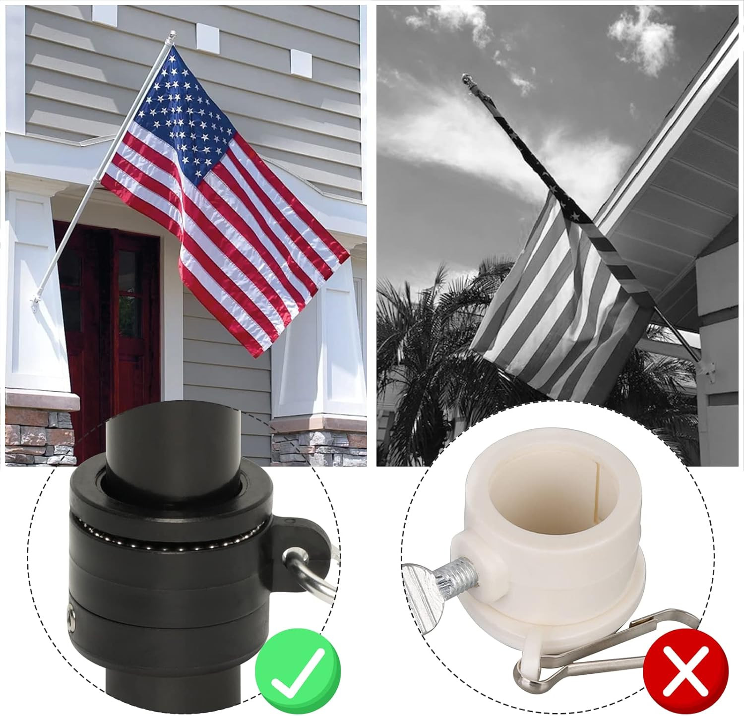 5FT Stainless Steel Flag Pole Kit with Bracket for Outside House | Outdoor Mount