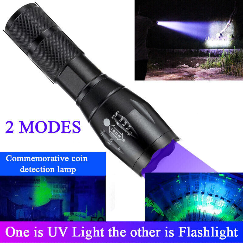 UV Flashlight Black Light Super Bright 120000lm Torch Ultra Violet Lamp LED
