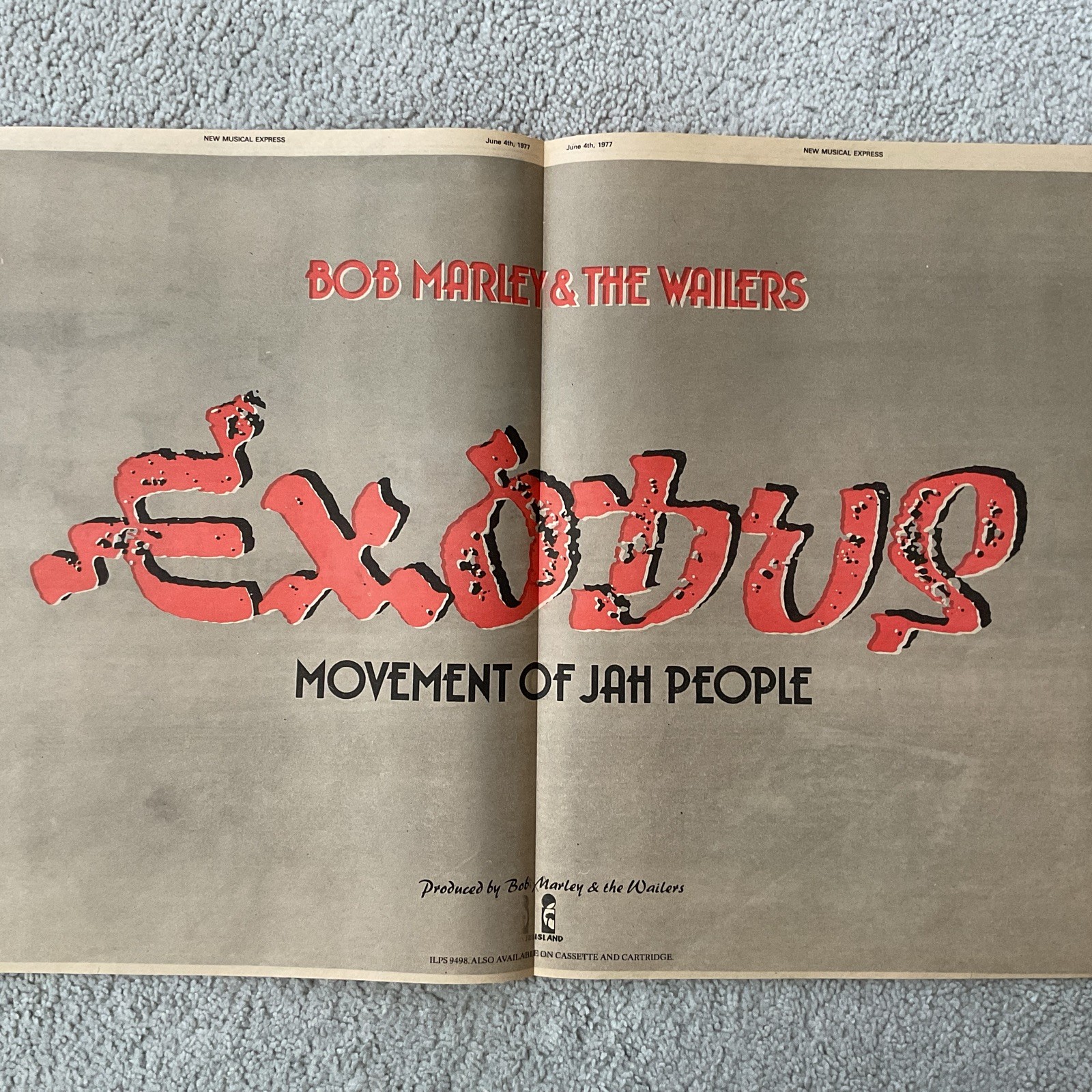 BOB MARLEY & THE WAILERS 1975 1977 UK TOUR & EXODUS LP ORIGINAL POSTER TYPE ADS