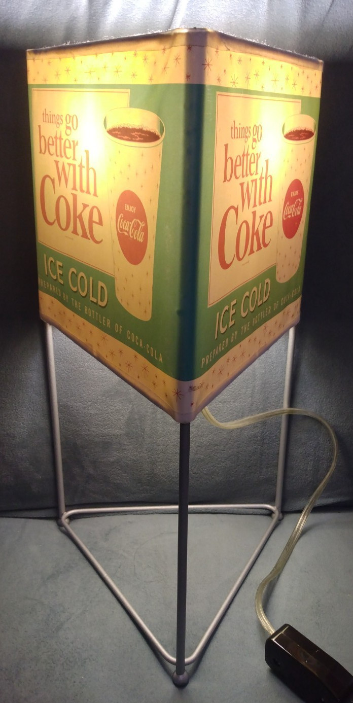 THINGS GO BETTER WITH COCA COLA Retro 1960s LIGHT UP COUNTER SIGN OR LAMP RARE