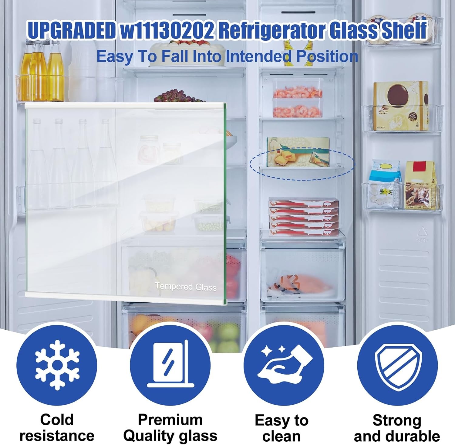 UPGRADED W11130202 Freezer Glass Shelf, Fridge Tempered Shelf for...