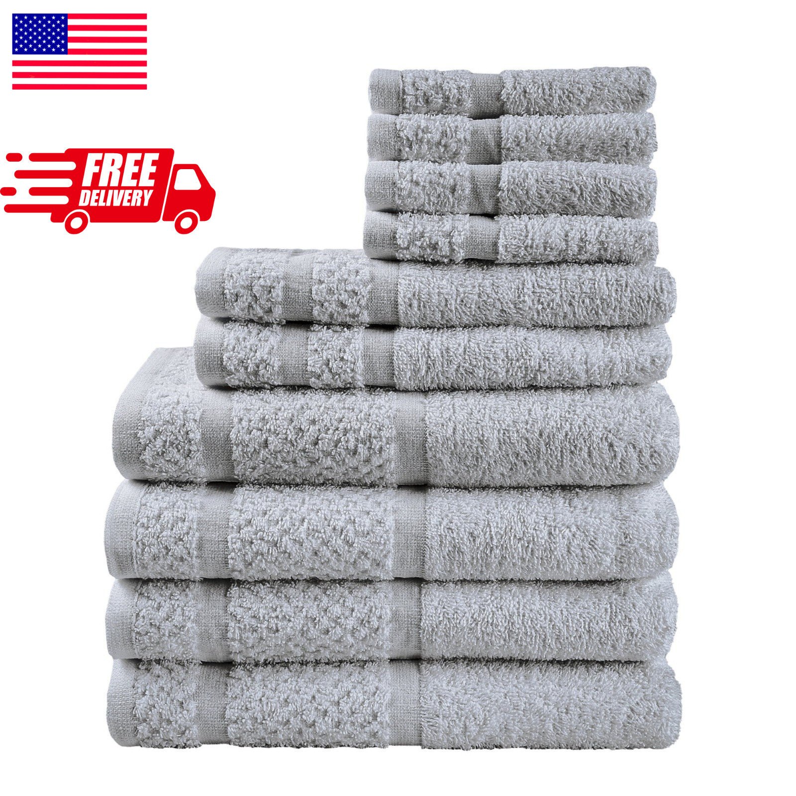 Mainstays 10 Piece Towel Set with Upgraded Softness & Durability, Dark Grey