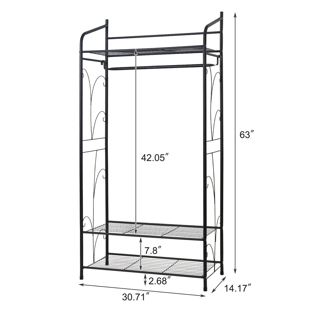 Metal Clothes Rail Storage Garment Shelf Clothing Hanging Heavy Duty Shoe Rack