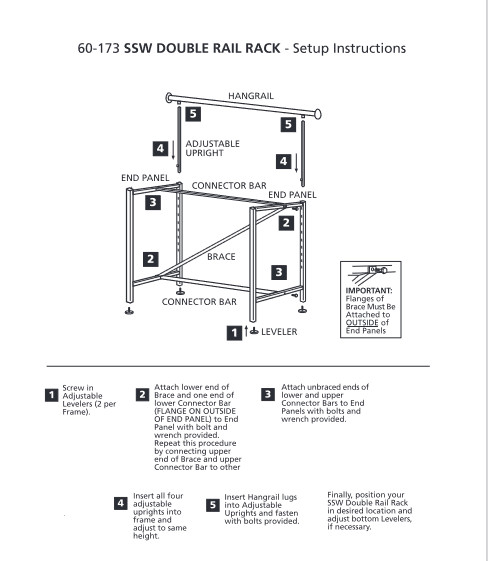 Clothing Rack Double Rail Bar Retail Clothes Salesman Garmet 300 LBS