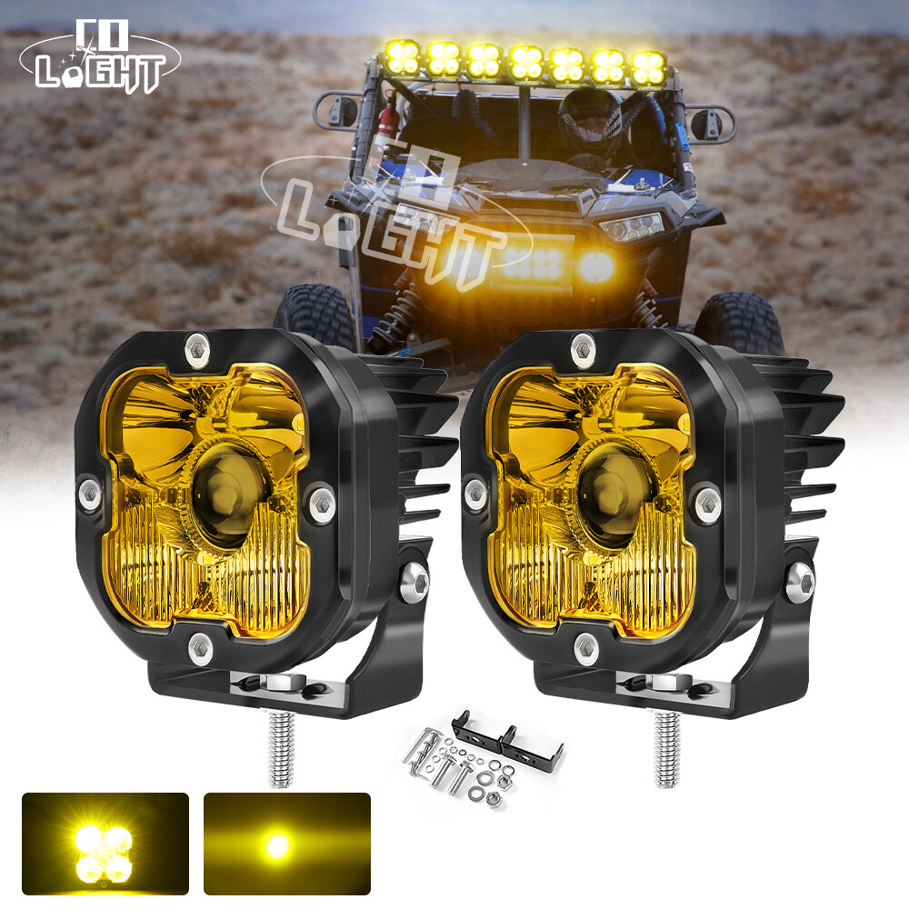 COLIGHT 3INCH Squadron Sport Amber LED Pair Driving/Combo Lights w/ Wire Harness