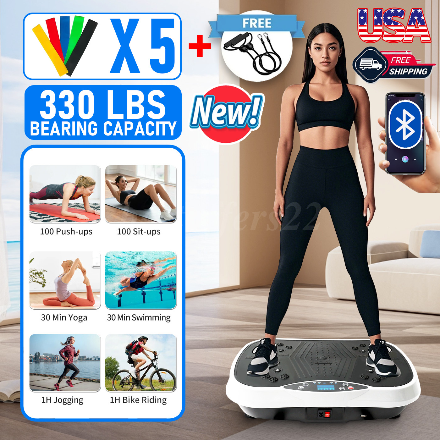 Vibration Plate Exercise Machine Whole Body Workout Vibrate Platform Bluetooth