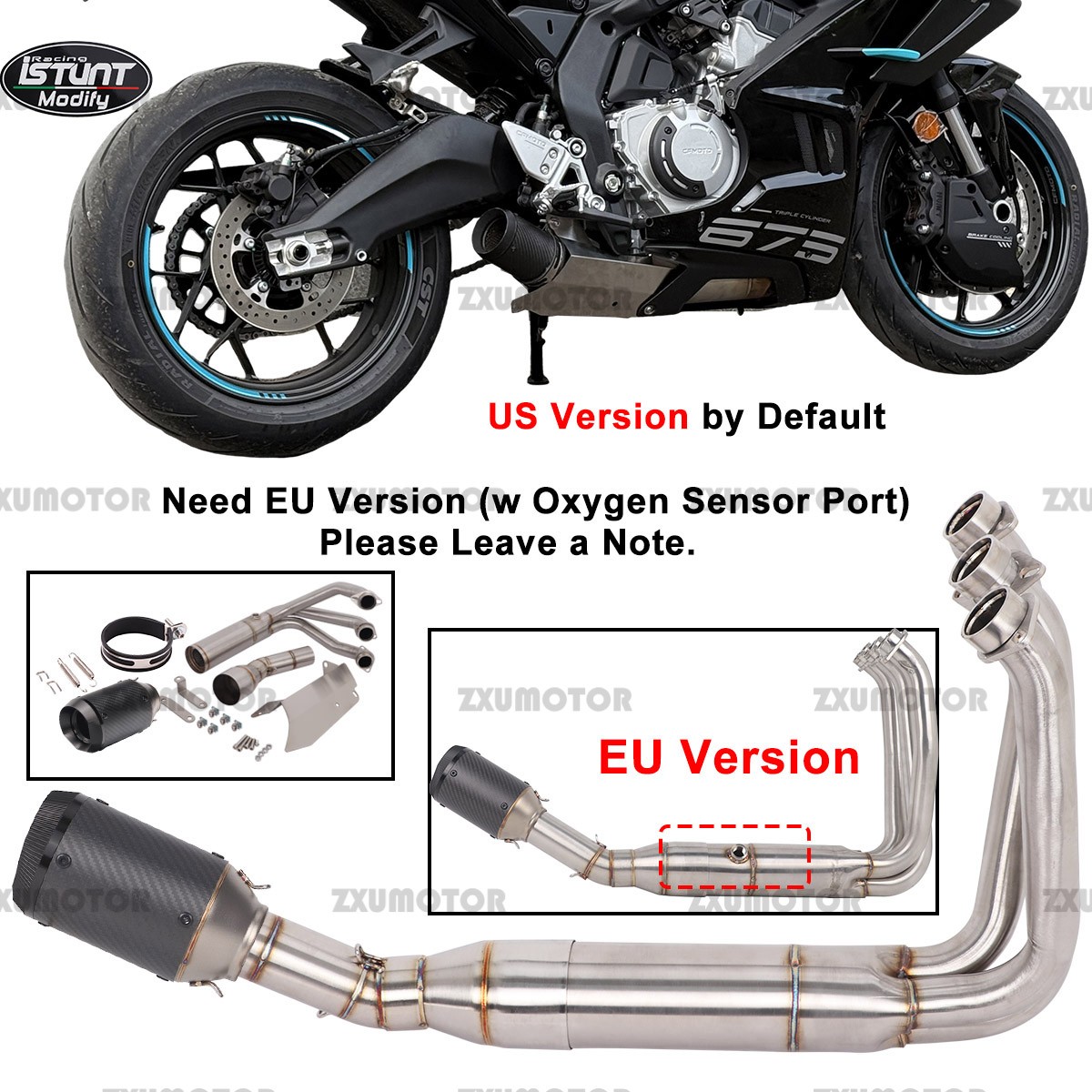 Exhaust System Header Pipe For CFMOTO 675 SR 675SS 675SR-R Carbon Fiber Muffler