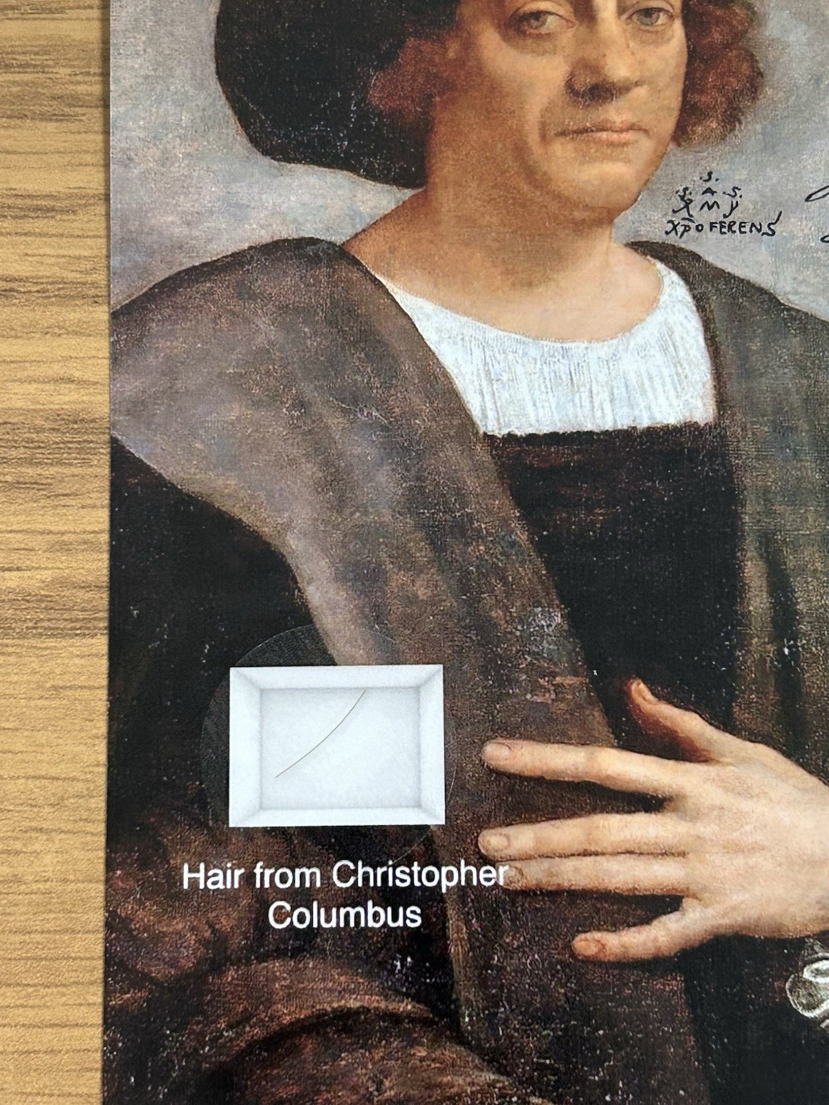 Christopher Columbus Hair Strand Lock Piece Speck Relic Historic unsigned