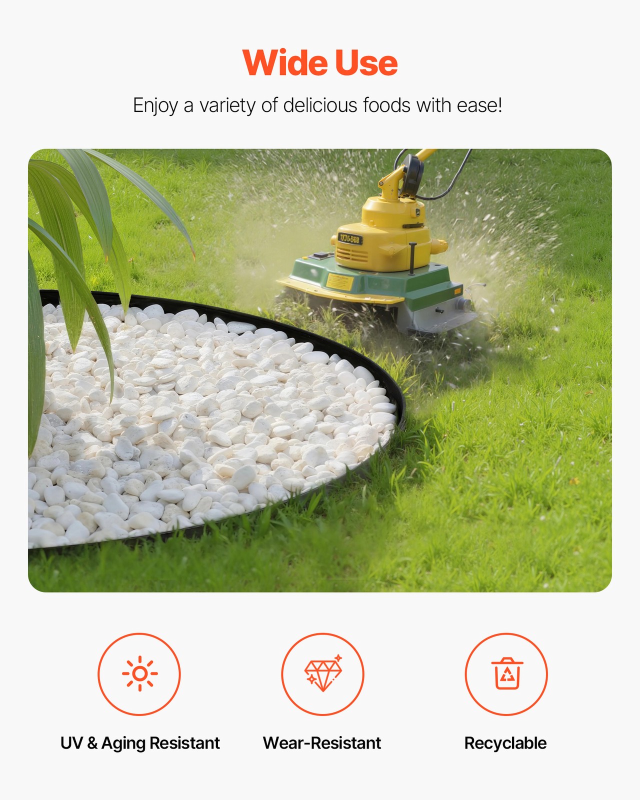 Uimoso 20ft x 2in L-Shaped Plastic Garden Edging, Durable No-Dig Border