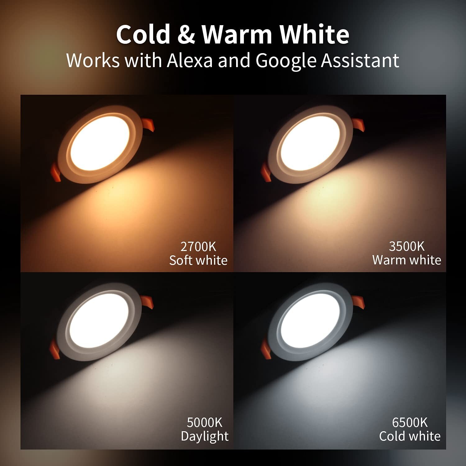 6 Pack Led Recessed Lighting 4" Smart Ceiling w/ Wi-Fi 10W app control dimmable