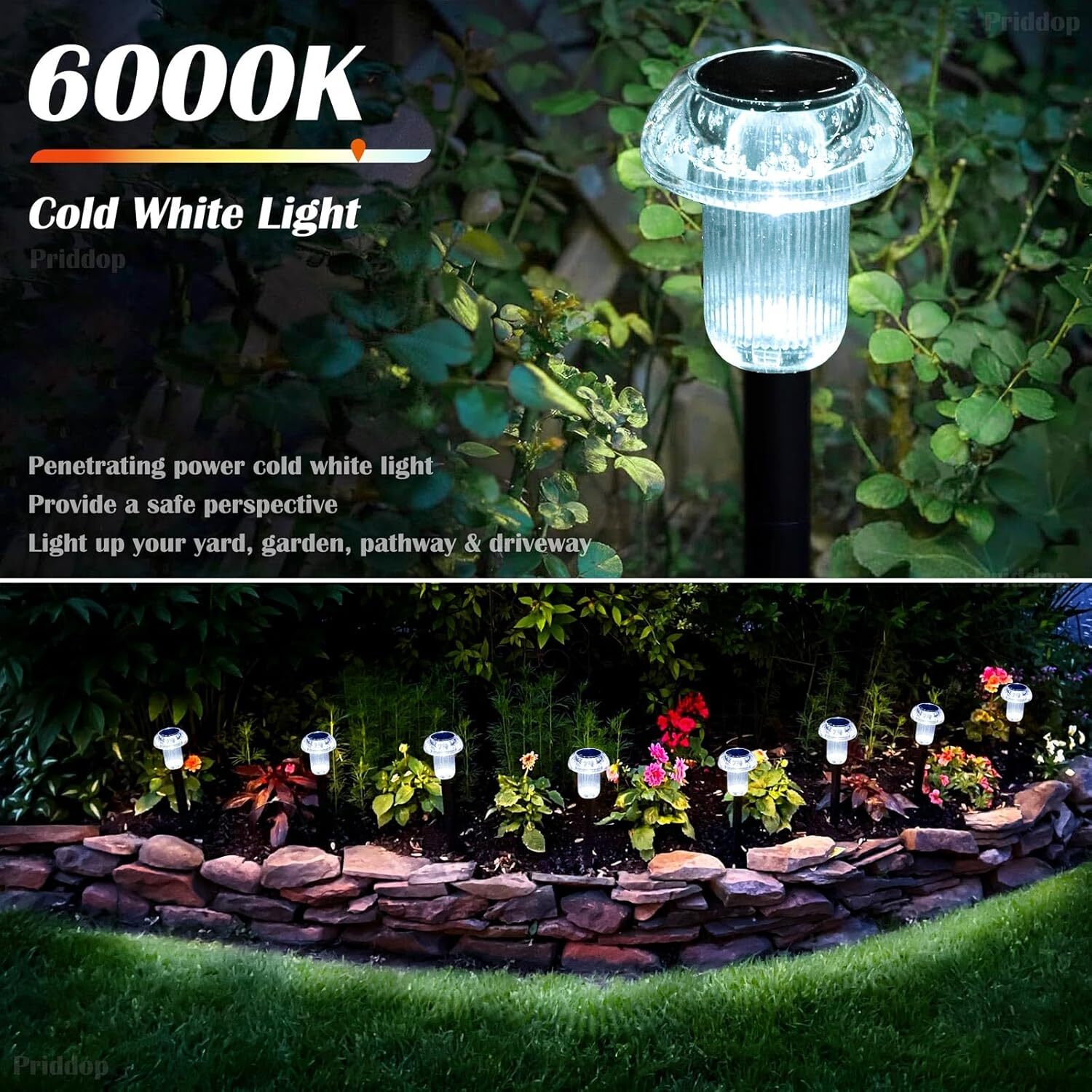 8 Pack Solar Garden Lights Outdoor Waterproof Pathway LED Lights Landscape Yard