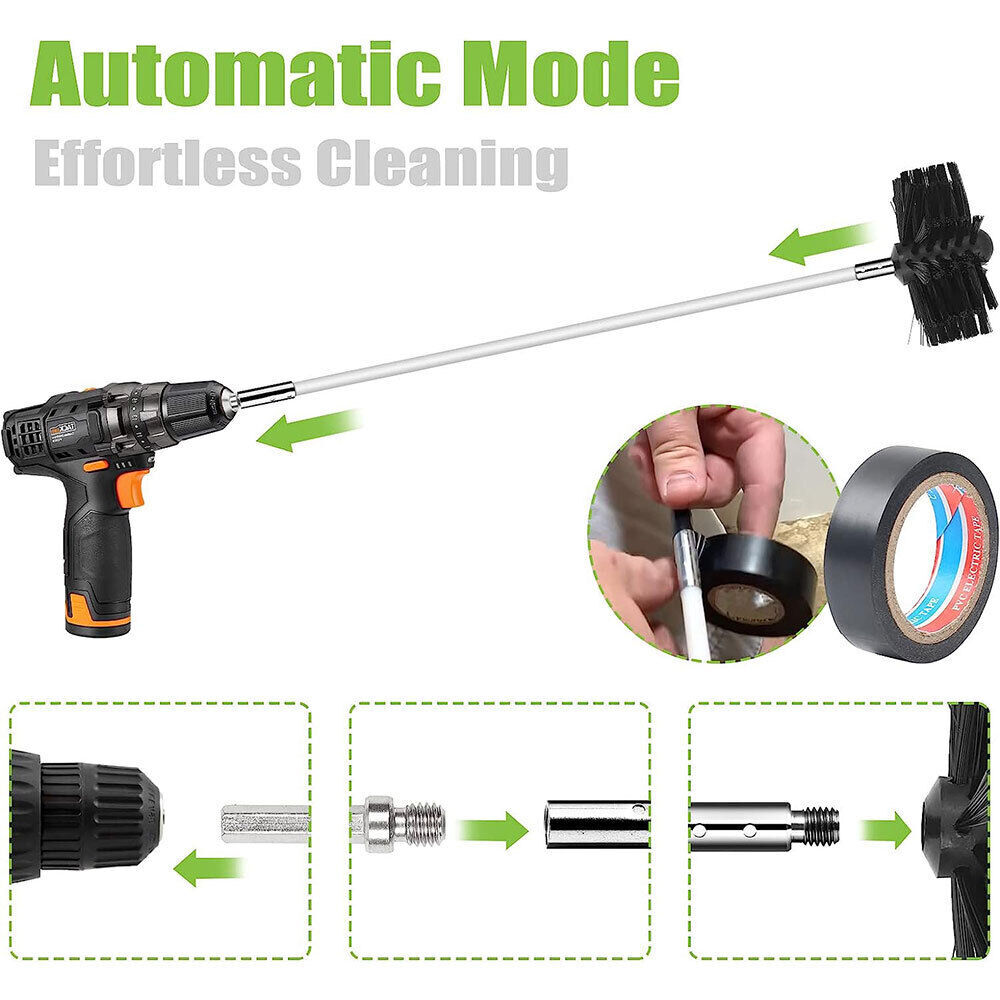 16.1in Soot cleaning Rods Chimney Sweep Set Flue Sweeping Brush & Rod Kit 24pcs