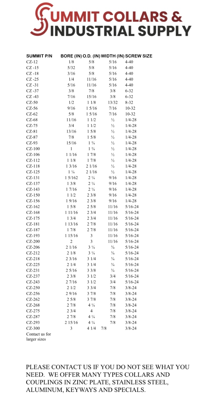 SOLID SET SCREW SHAFT COLLARS, ZINC 1/8 ID to 3" ID, YOU PICK size and quantity