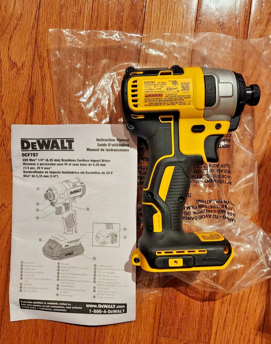 NEW Dewalt DCF787 20V Cordless 1/4" Brushless Impact Driver 20 Volt Max Lithium