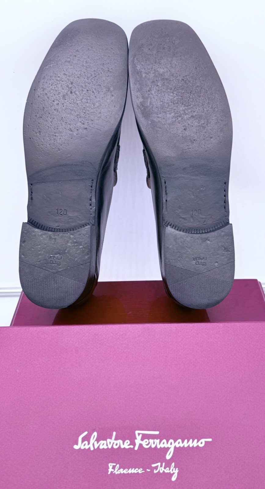 Ferragamo Mens Brown Loafers 12 Gold Gancini Horse Bit Leather Luxe Shoes Rare