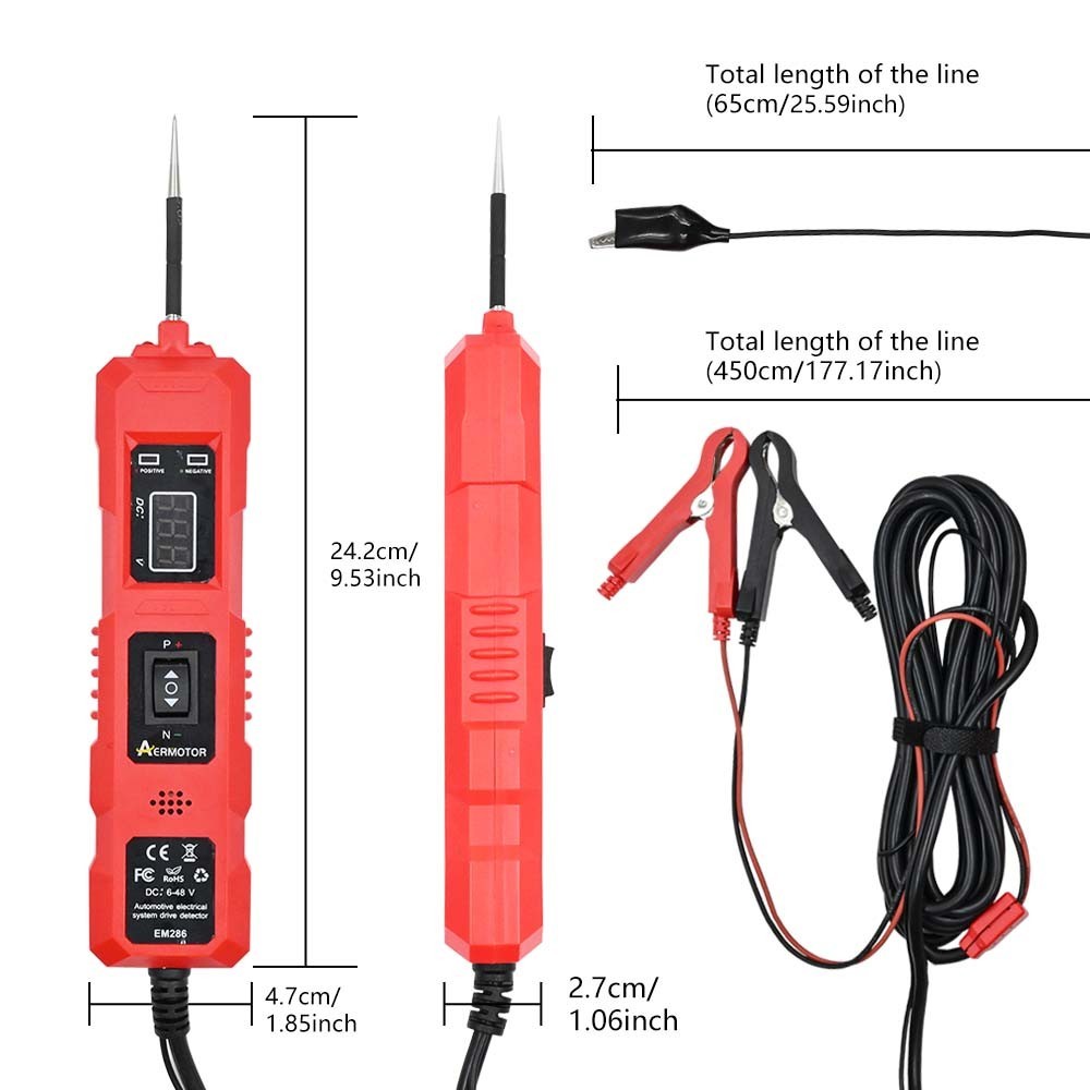6-48V Automotive Digital Power Probe Circuit Electrical Tester Device System