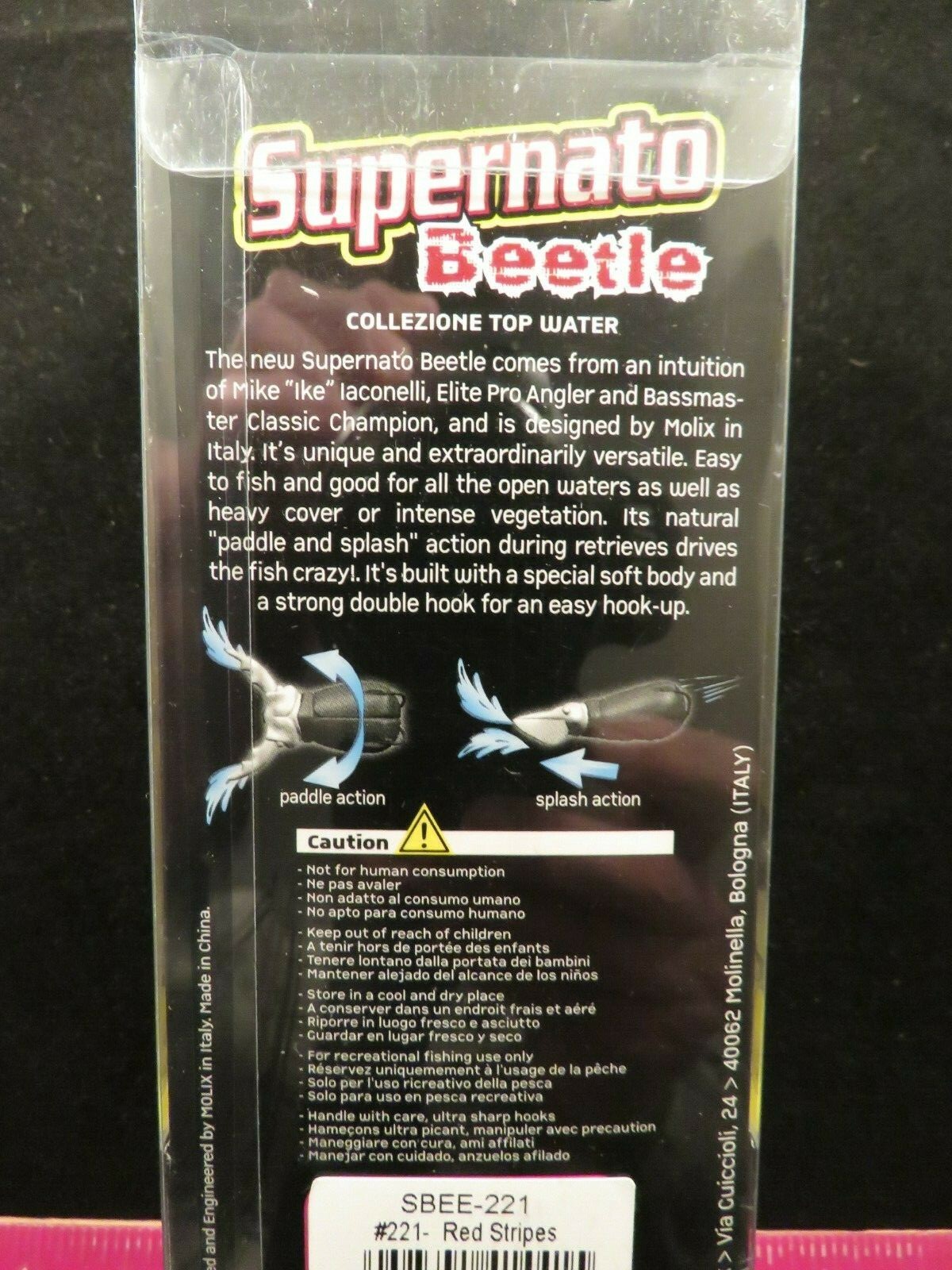 Molix Mike Iaconelli Supernato Beetle Topwater SBEE-221 Red Stripes Lure 5/8oz
