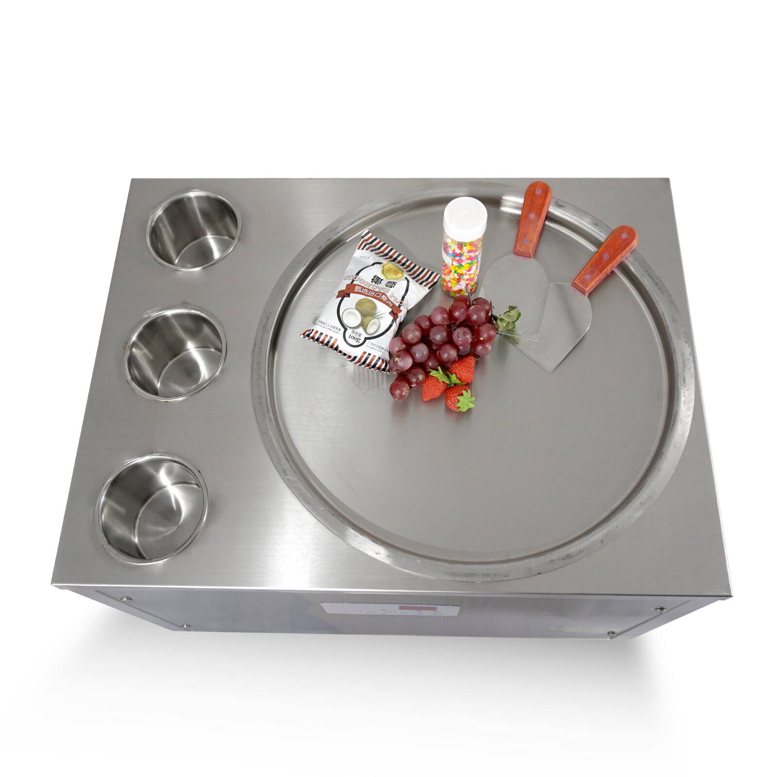 Kolice Countertop 18" Round Ice Pan Fried Ice Cream Machine With 3 Buckets