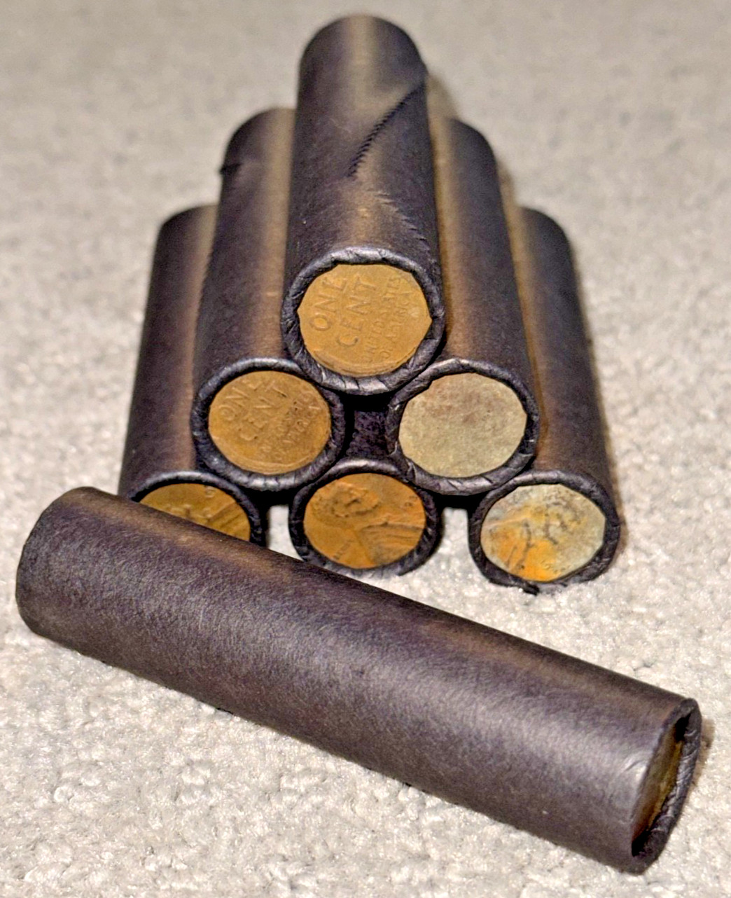 wheat penny black roll lincoln cent unsearched mixed dates mint marks bu