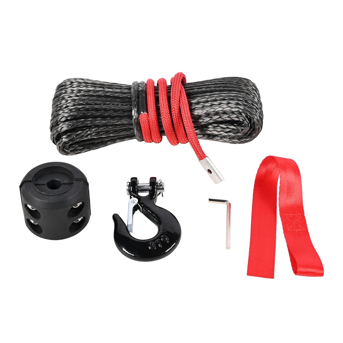 Synthetic Winch Rope Kit, 1/4'' x 50FT w/ 10000 lbs Strength, Protective Sleeve