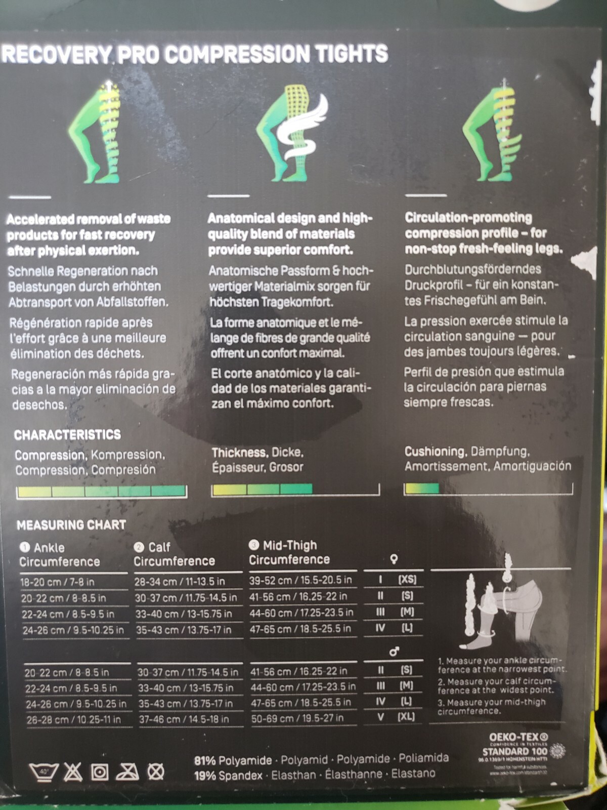 CEP Women’s Compression Tights Size 4 (L) Recovery Pro Running Black Large