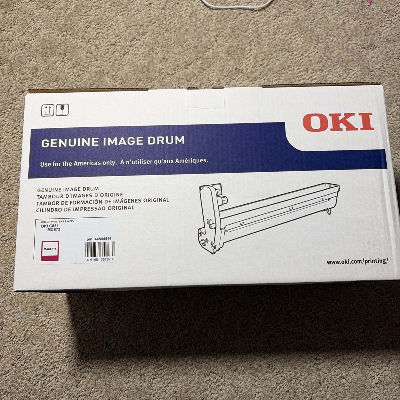 NEW, SEALED Genuine Oki Okidata C831 Magenta Imaging Drum 44844414