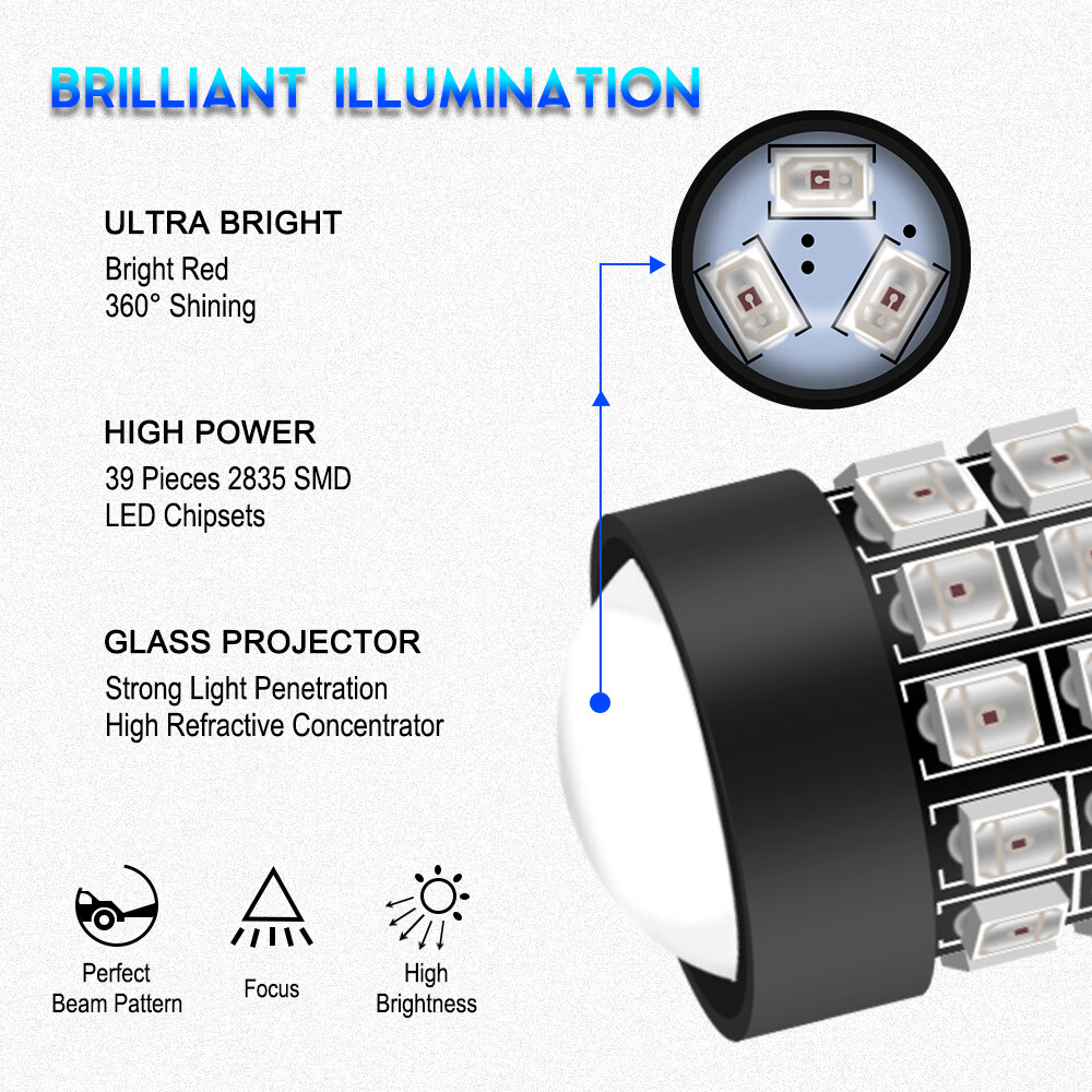 2x 1157 LED Strobe Flashing Brake Stop Bulbs Tail Blinking Light Safety Warning