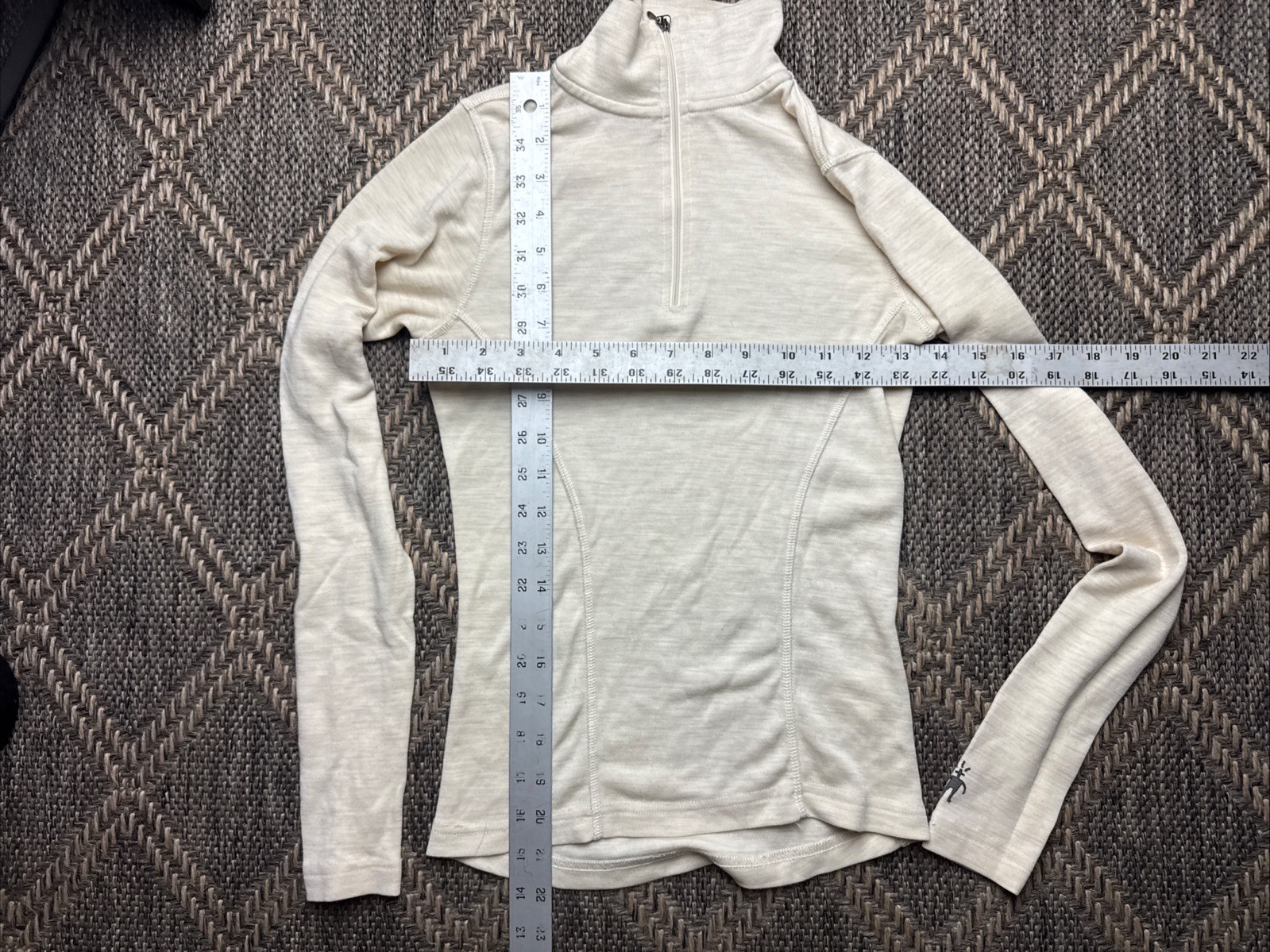 Smart Wool 1/4 Zip Women’s Size XS Cream 100% Merino Wool Base Layer Hiking