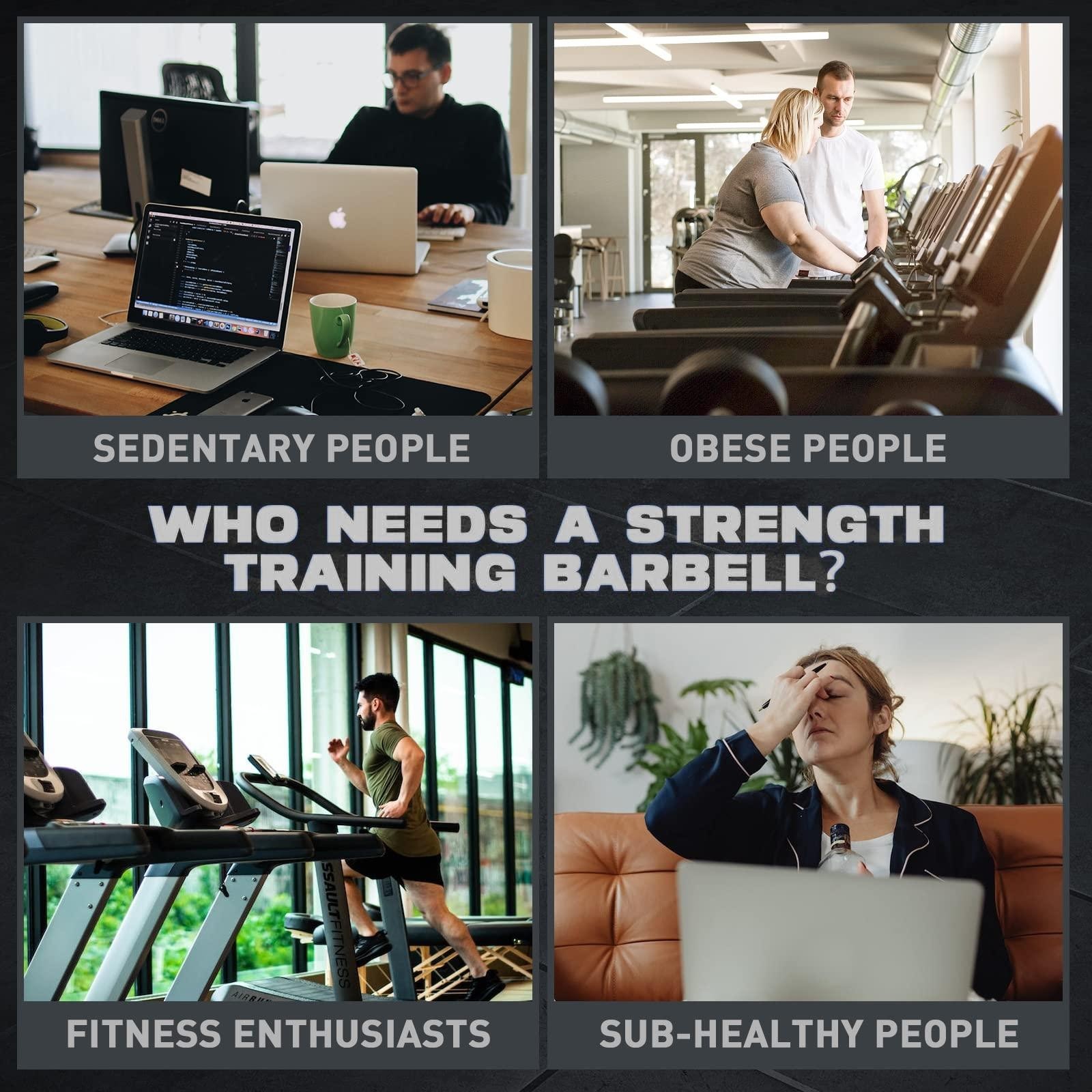 Olympic EZ Curl Bar 47" for Weight Lifting with 2 Spring Collars, Barbell