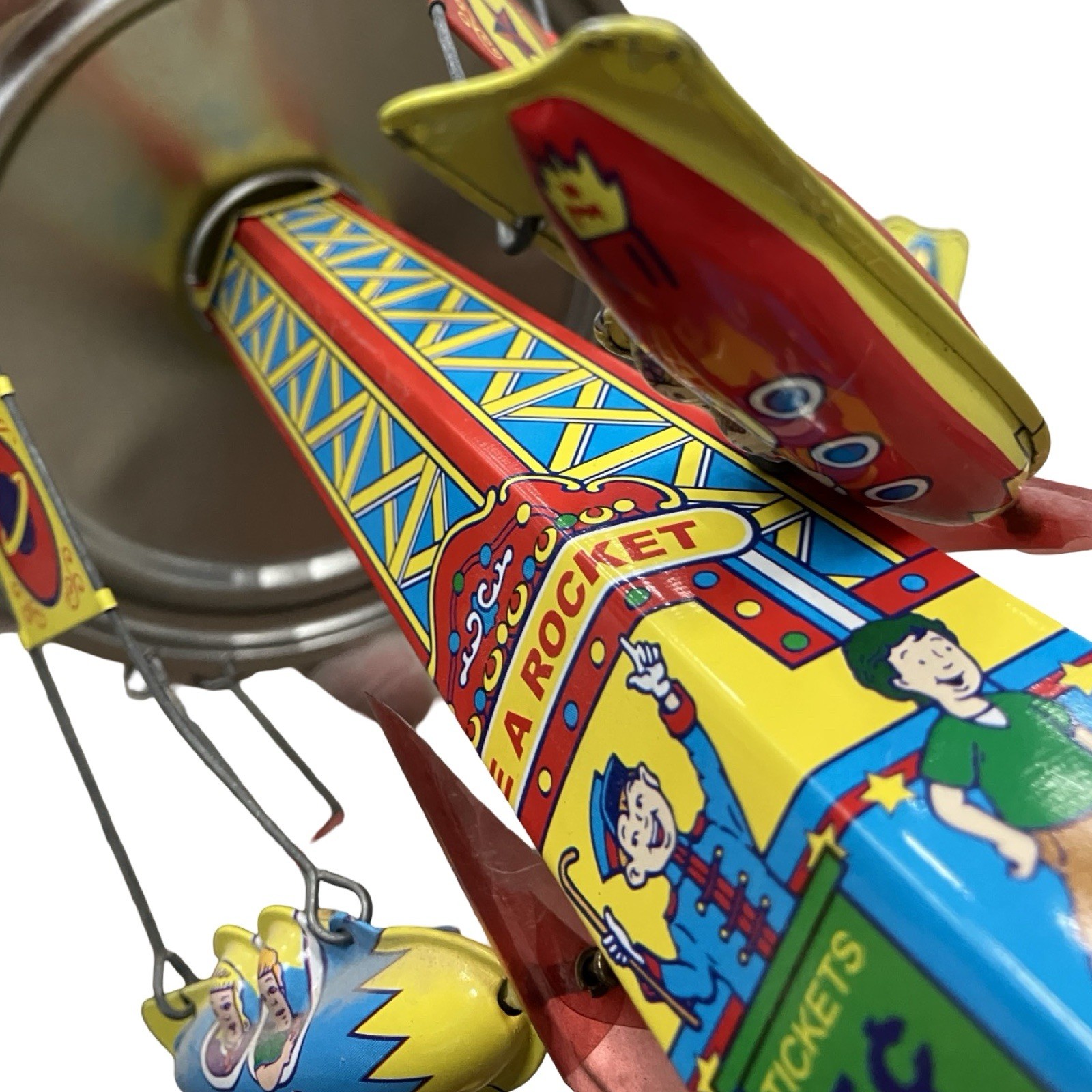 Schylling Retro Tin Type Rotating Ride A Rocket 2010 Interactive Toy - WORKS