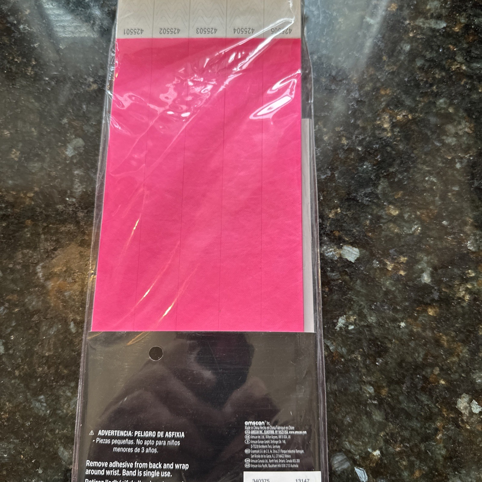 Amscan Tyvek Wristbands Pink 250 count Events Parties Clubs Numbered