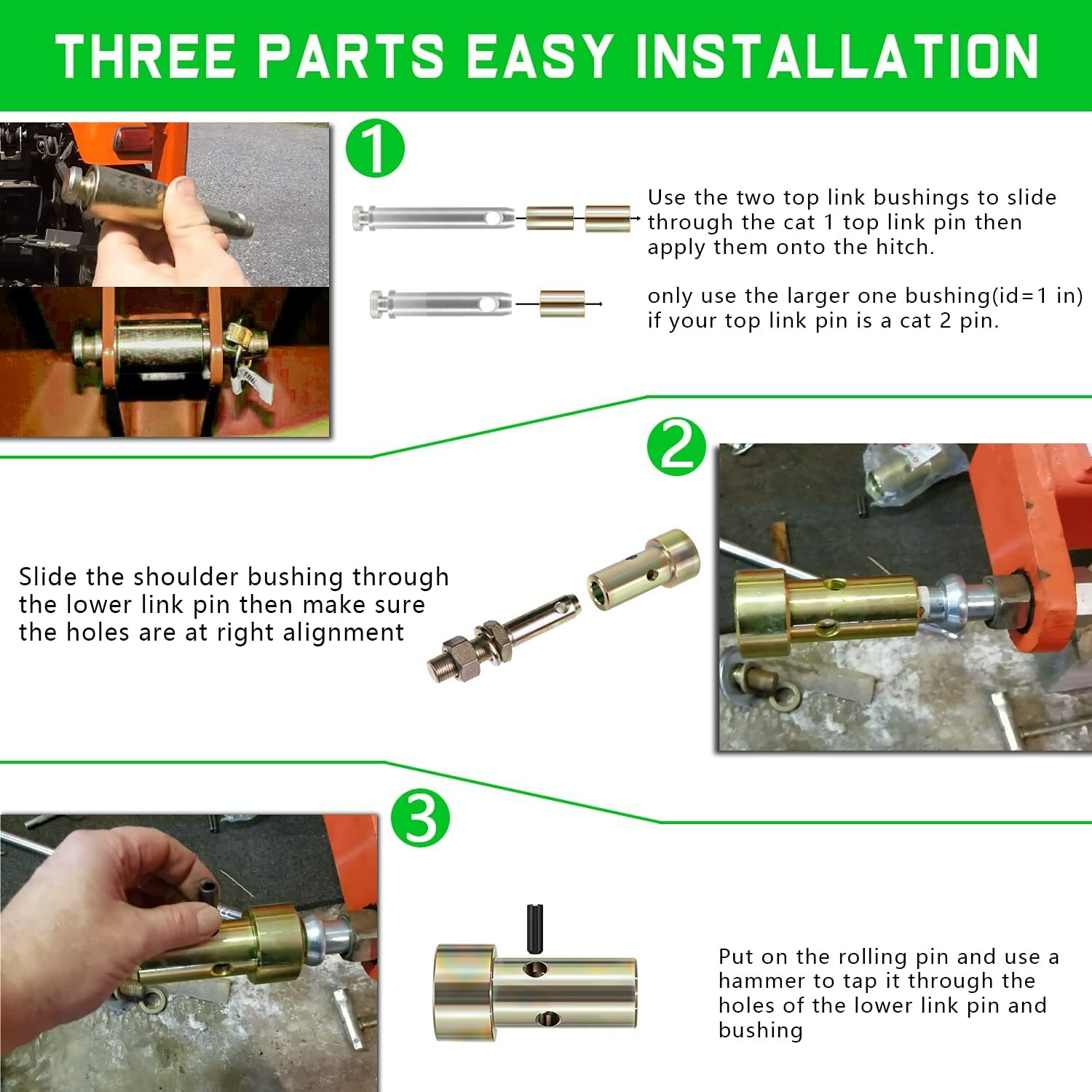 Cat 1 Quick Hitch Adapter Bushing Kit Fits Category 1 3-Point Hitch TK95029