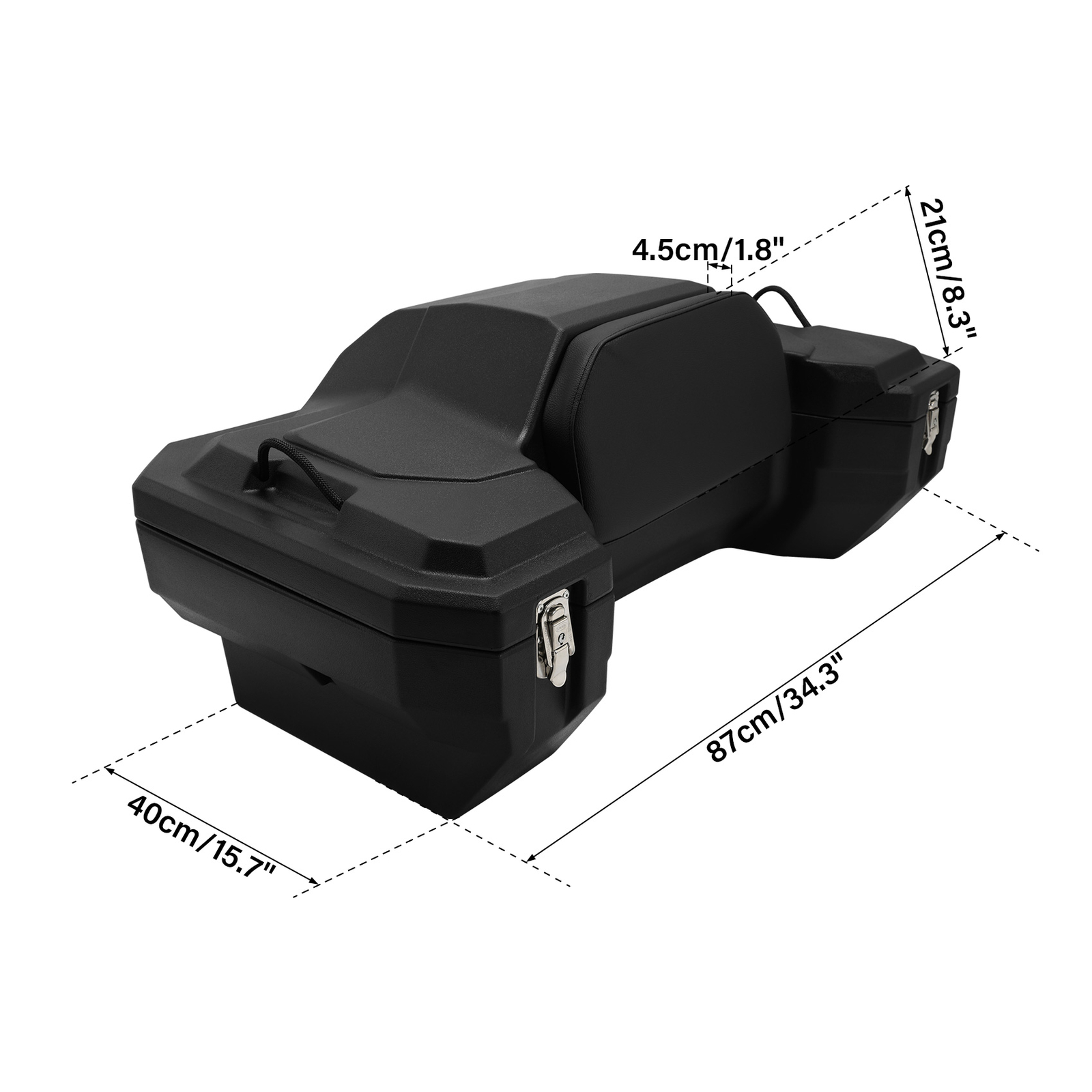 82L ATV Rear Passenger Seat Cargo Storage Helmet Trunk Box Luggage Lounger