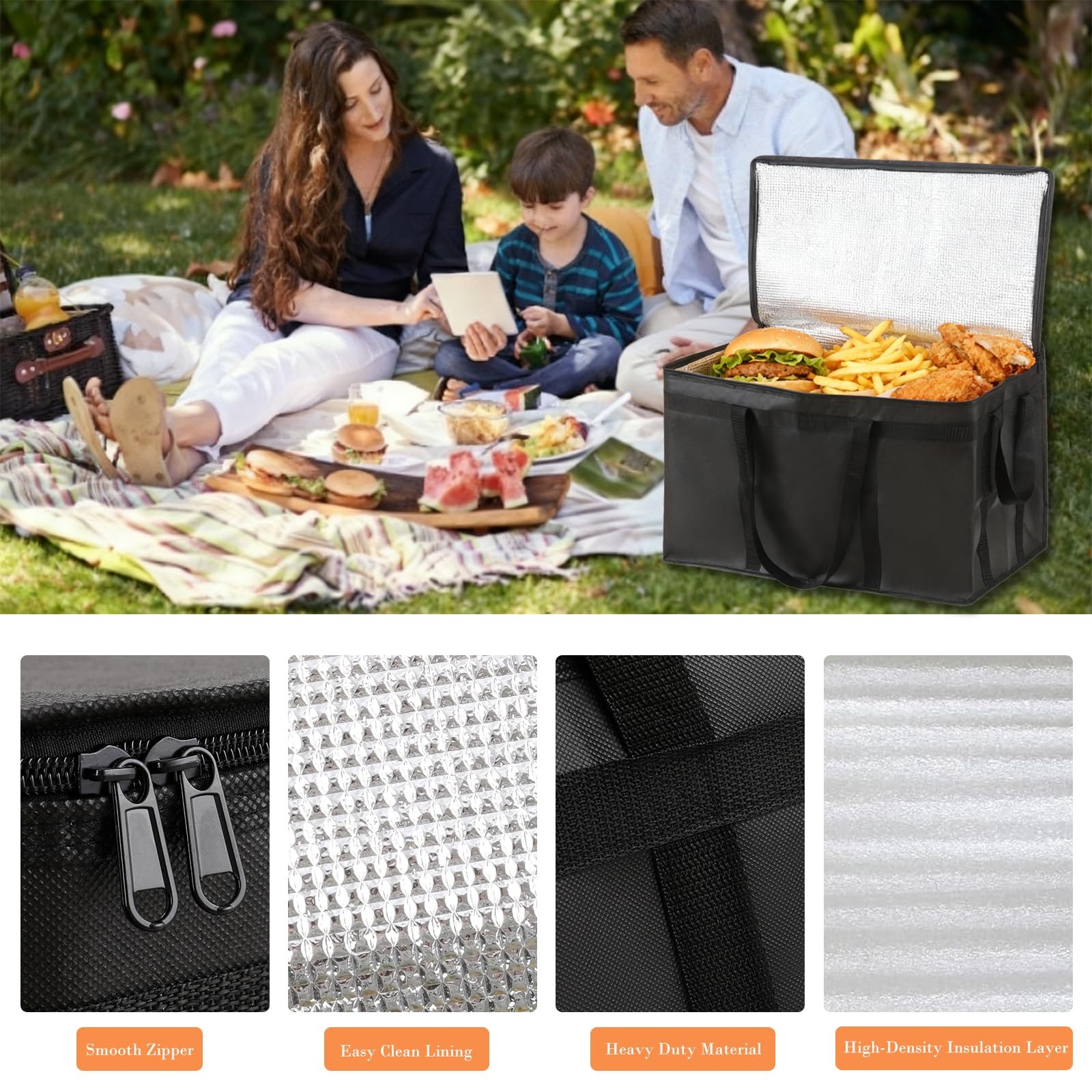 Insulated Bags for Food Delivery, XXXL Pizza Delivery Bags for Hot and Cold F...