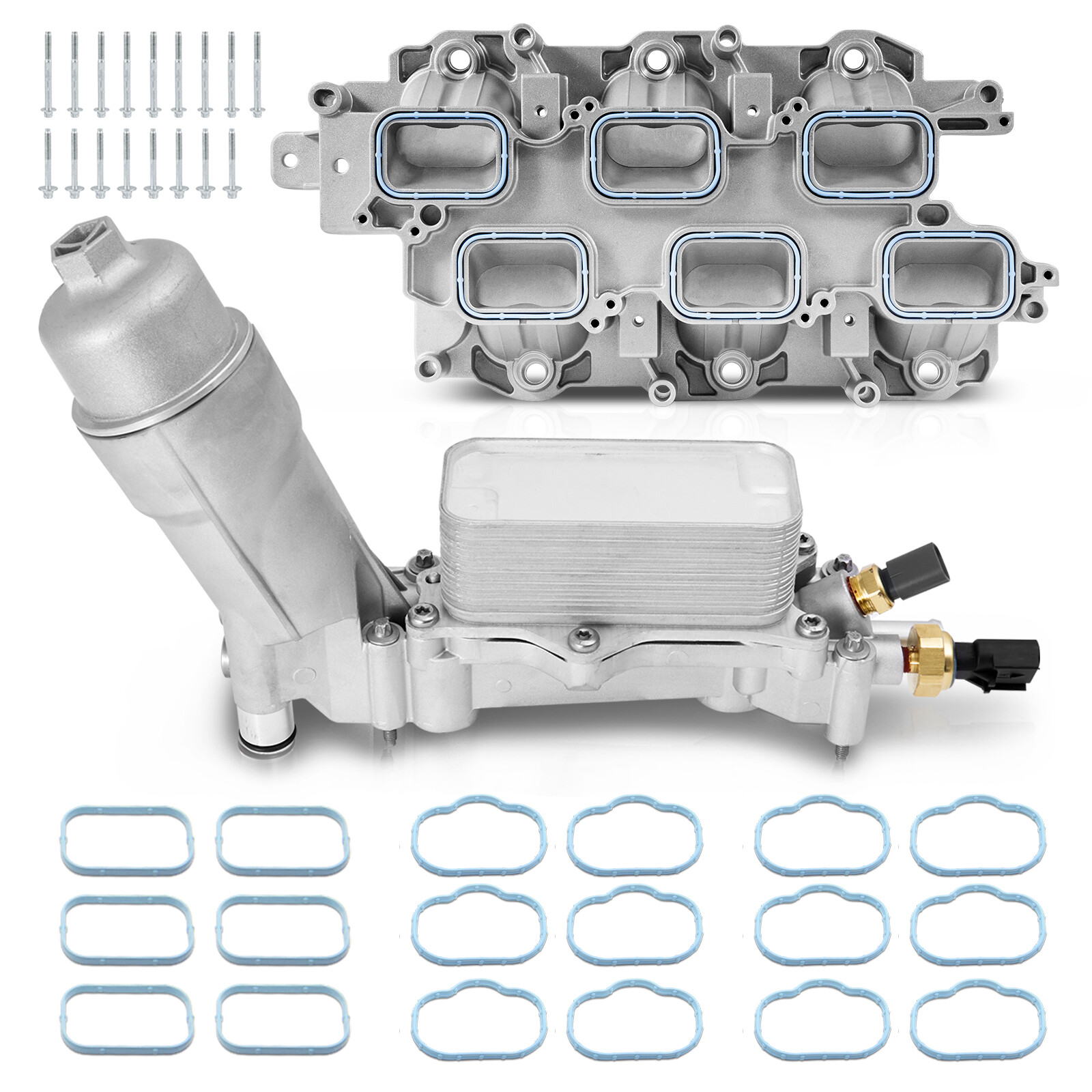 Full Aluminum Lower Intake Manifold & Oil Filter Housing For 11-16 Jeep Dodge